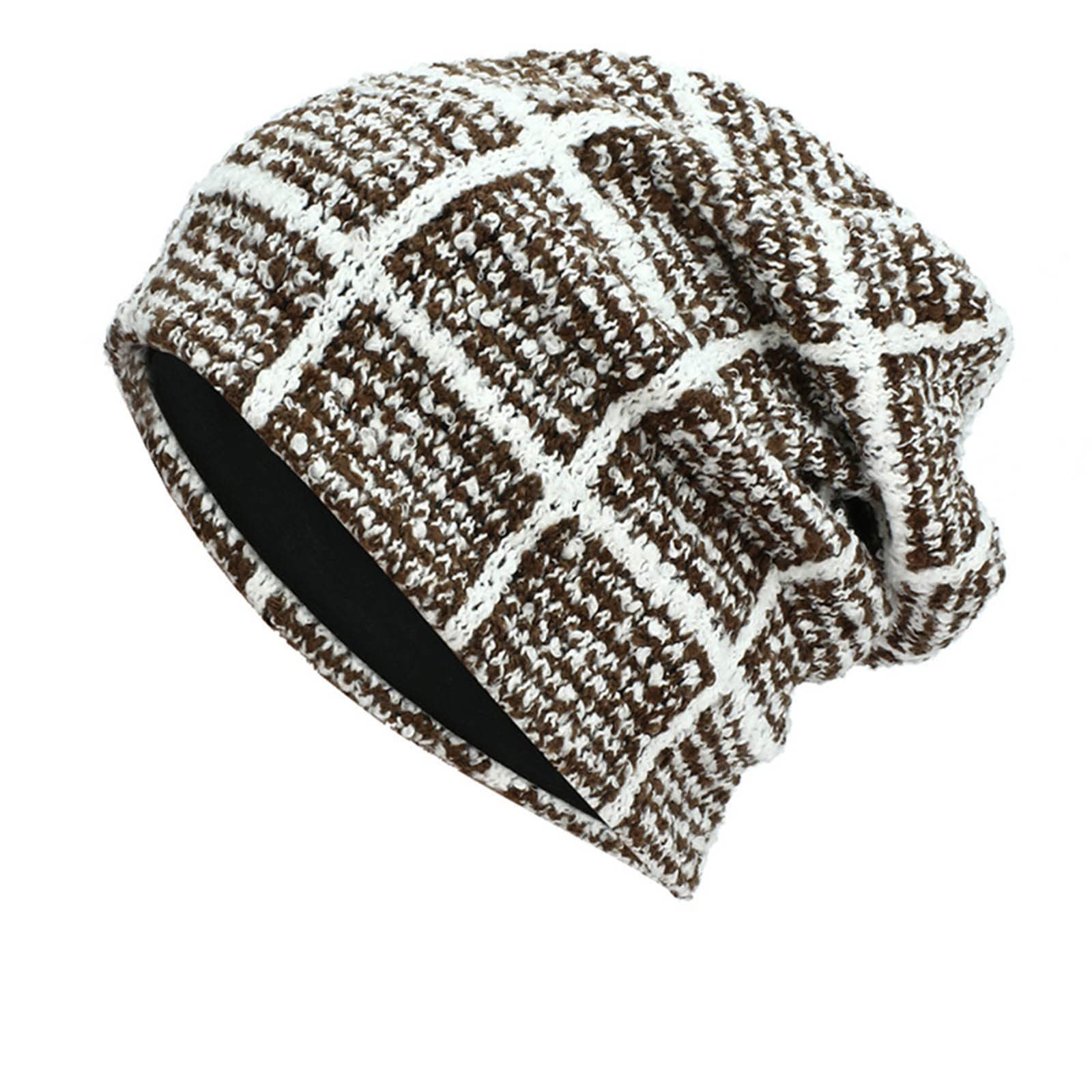 **Men's & Women's Plaid Knit Beanie - Warm Winter Hat for Cold Weather - Unisex Square Pullover Cap for Outdoor Activities, Hiking & Casual Wear**