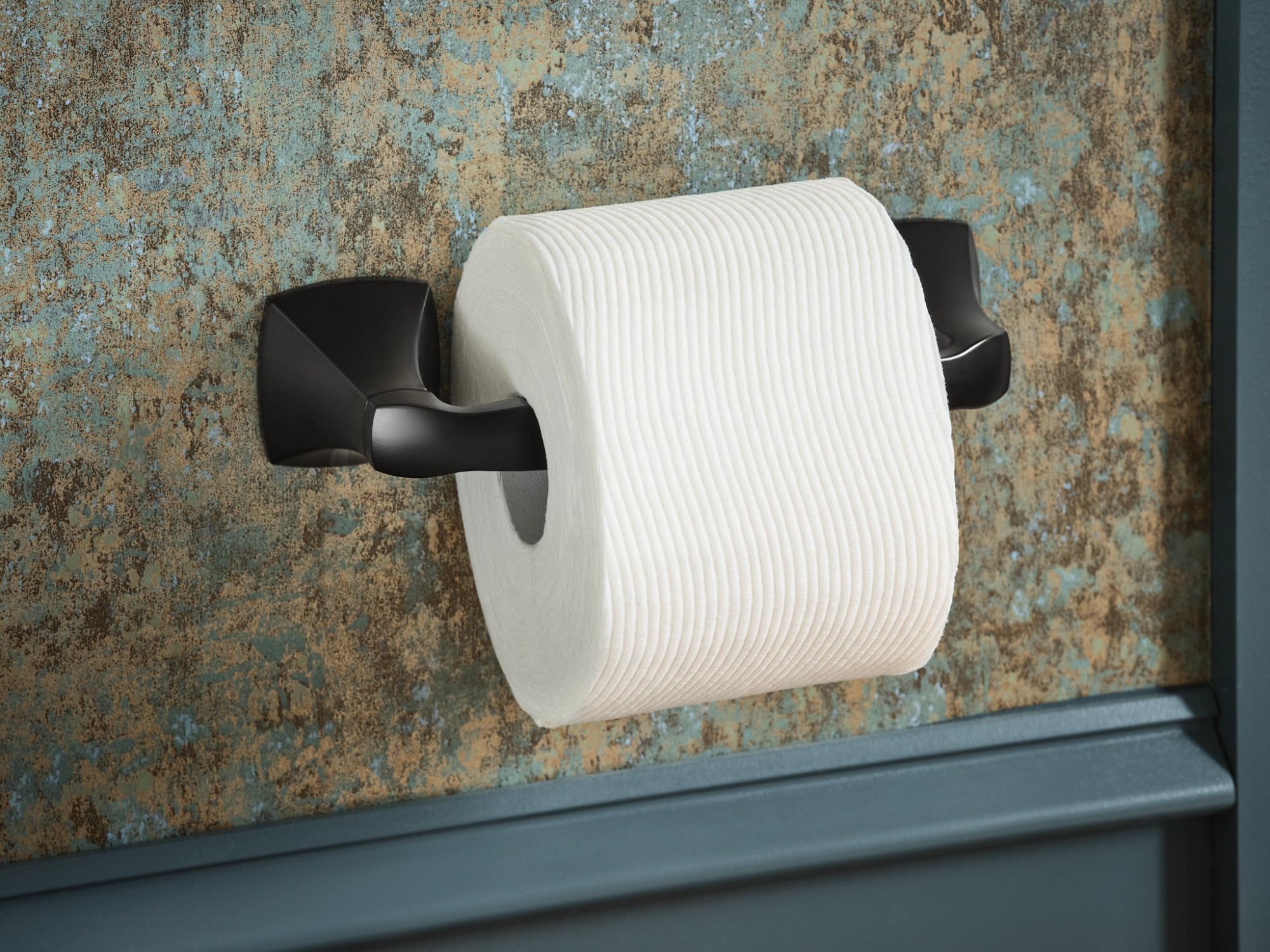 Moen YB5108BL Voss Pivoting Toilet Paper Holder - Brushed Nickel Bathroom Tissue Roll Dispenser for Modern Homes & Commercial Spaces