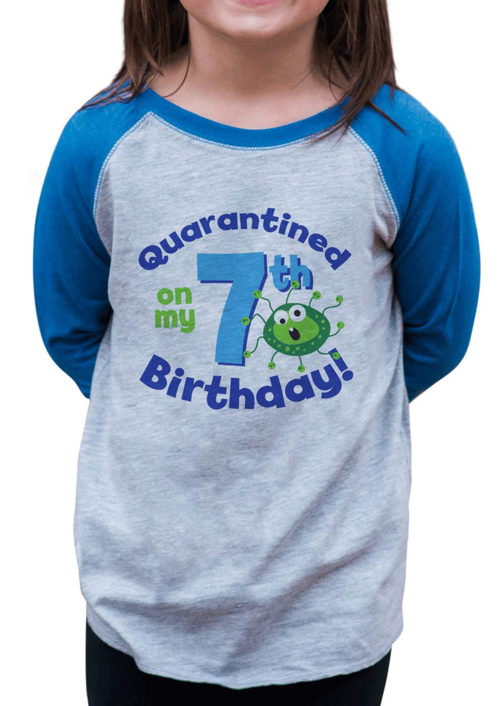 7 Ate 9 Apparel Kids' 7th Birthday T-Shirt - Funny Math Pun Tee for Boys & Girls - Perfect for Birthday Parties, Quarantine & Germ Protection Awareness