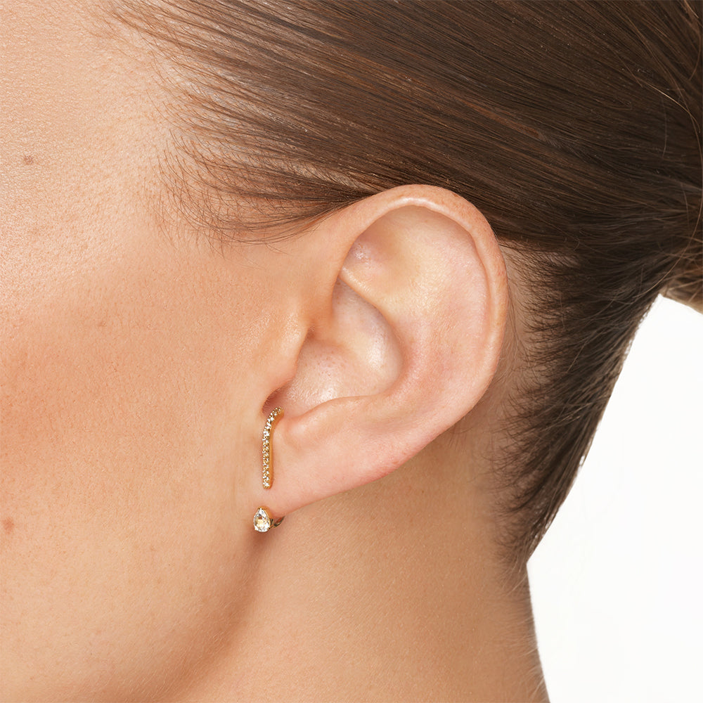 White Topaz Gold Suspender Jacket Earrings - Elegant Dangle Earrings for Women, Perfect for Weddings, Parties & Special Occasions