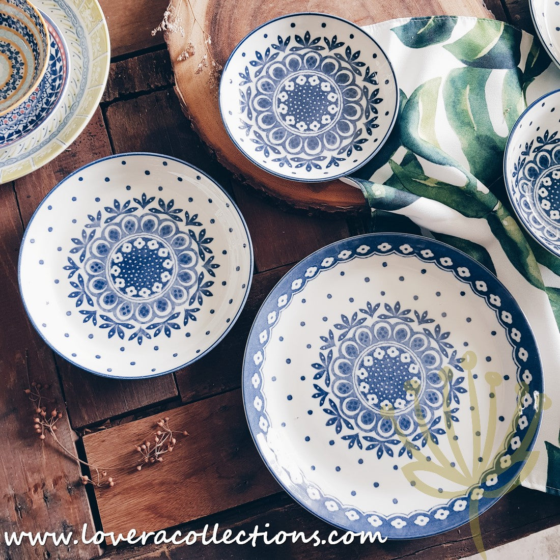 Awasaka Japan Blue and White Polka Dot Dessert Plates Set - 3 Piece Ceramic Bowls for Desserts, Snacks, Condiments | Elegant Tea Party, Japanese Dining, Home Decor