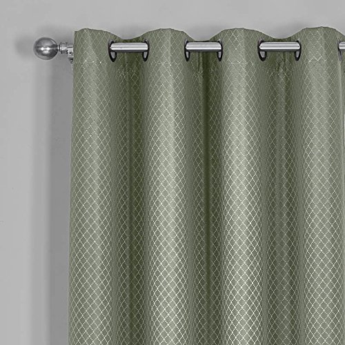 Premium Jacquard Blackout Curtains Set of 2 - 108x108 Inch Luxury Drapes with Elegant Woven Pattern in Aqua Blue | Perfect for Bedroom, Living Room & Home Theater Light Blocking