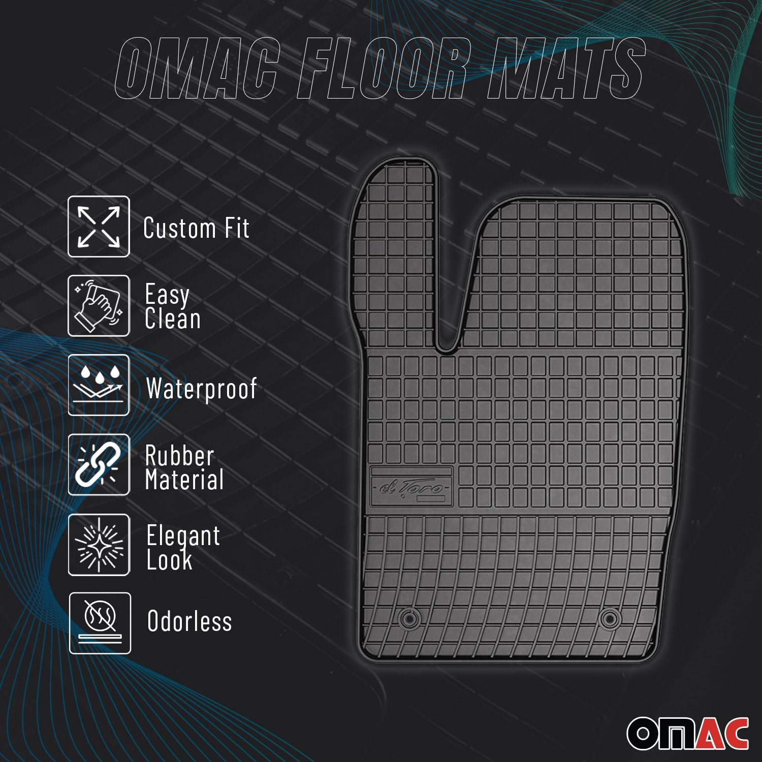 OMAC Custom Fit 3D All Weather Floor Mats for Audi Q7 Q8 SQ7 SQ8 (2017-2024) - Waterproof TPE Rubber Car Mats with Non-Slip Design | Laser Measured Perfect Fit | Odorless & Durable | Ideal for Daily Commute, Road Trips & Family Protection (Black)