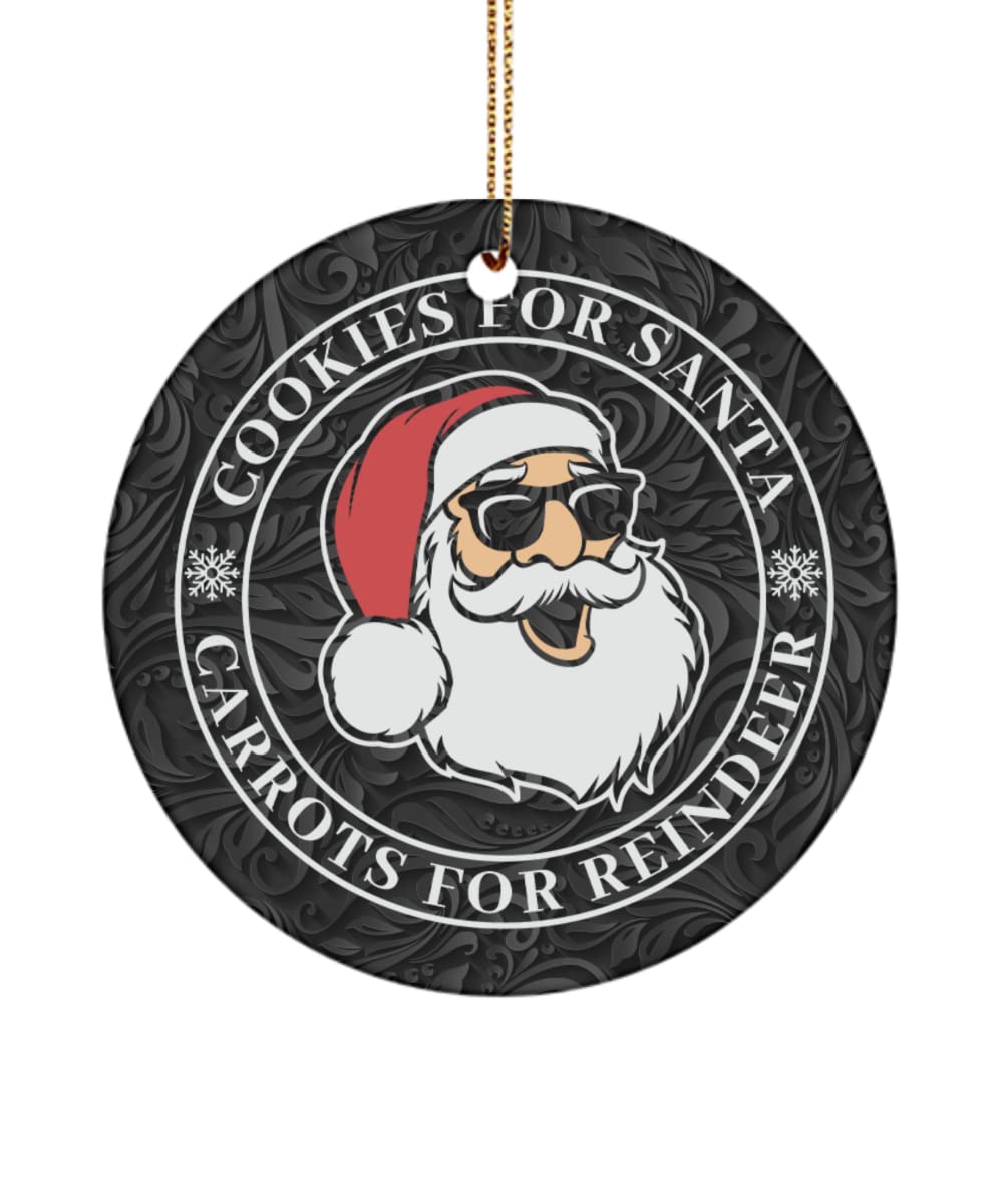 Funny Christmas Ornament - Santa Cookies & Reindeer Carrots Ceramic Tree Decoration for Holiday Home Decor | Perfect for Xmas Tree, Gift Exchange & Festive Party Decorations