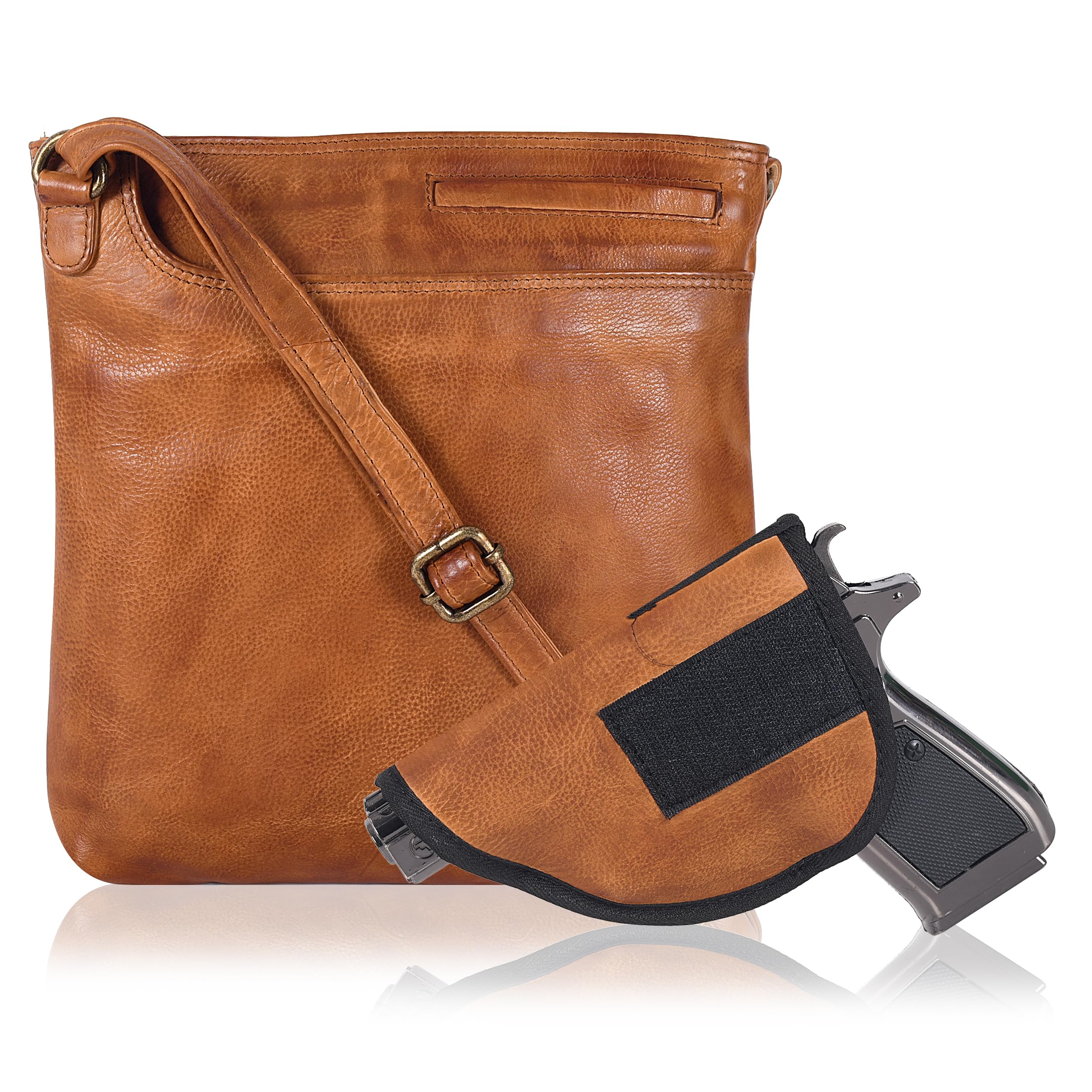 Ozora Genuine Leather Crossbody Bag for Men & Women - Multi-Pocket Sling Bag with Detachable Holster - Perfect for Travel, Work & Everyday Use
