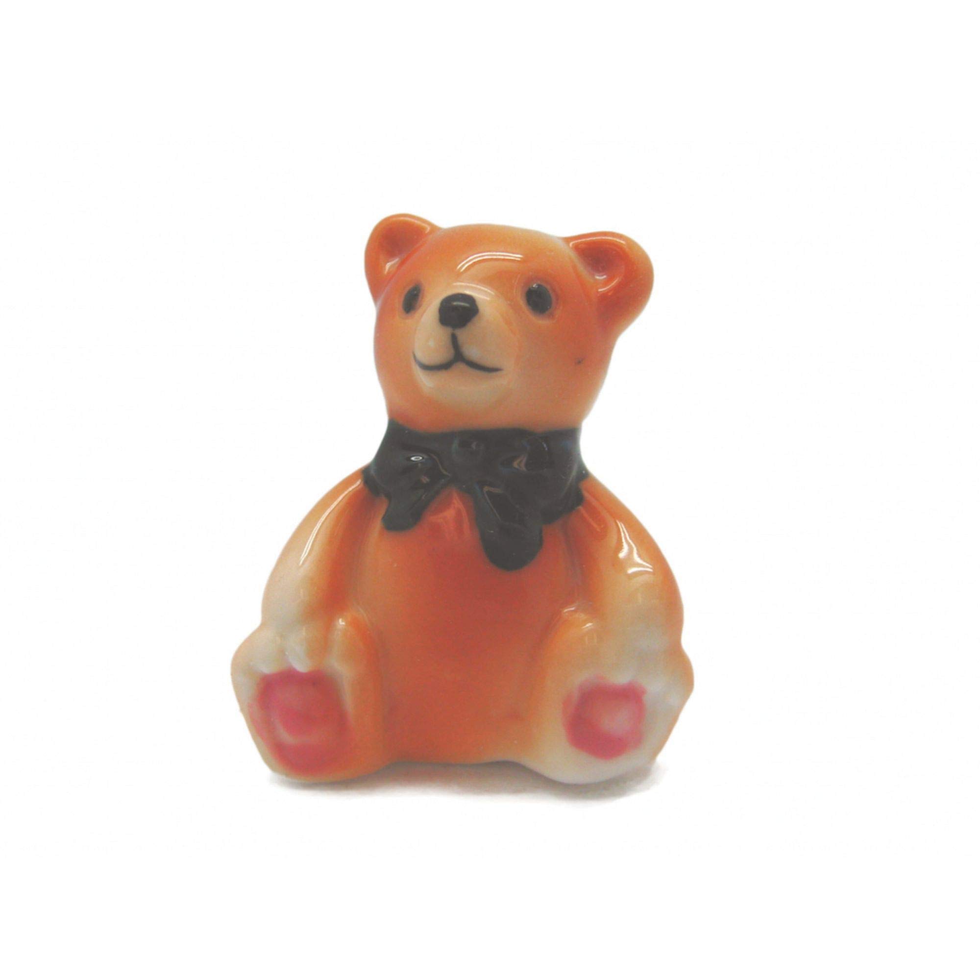 Hand Painted Ceramic Miniature Teddy Bear Figurine - 1.5