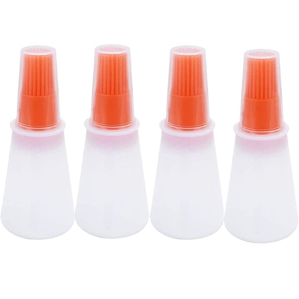 Premium Silicone Basting Brush Set - 4 Pack Heat-Resistant BBQ, Grill, Pastry & Baking Brushes for Oil, Honey & Sauce - Perfect for Cooking, Grilling & Kitchen Use (Orange)