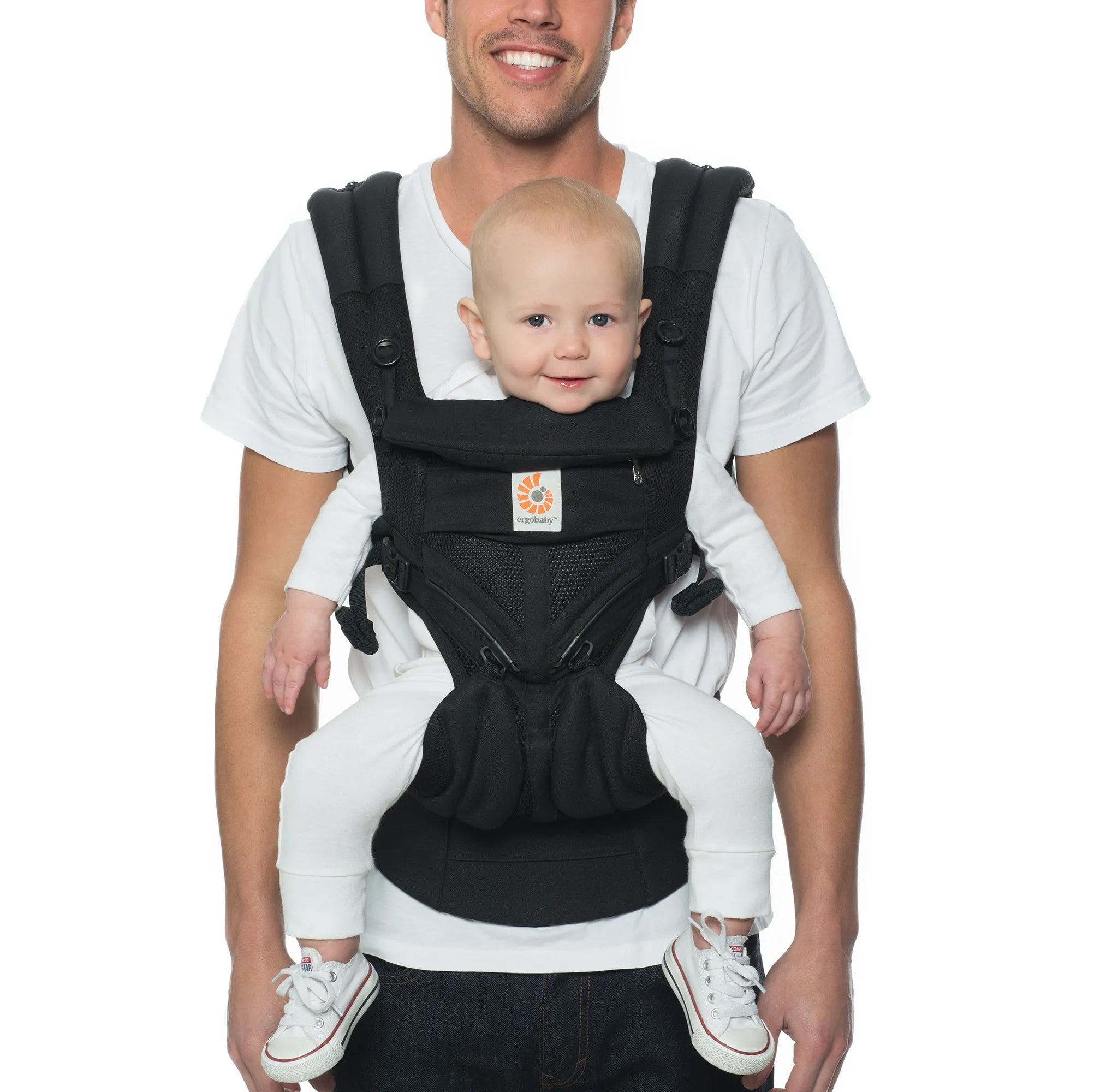 Omni 360 Cool Air Mesh Baby Carrier with Lumbar Support - Breathable All-Position Infant Carrier for 7-45 lbs (Onyx Black) - Perfect for Hiking, Travel & Everyday Use