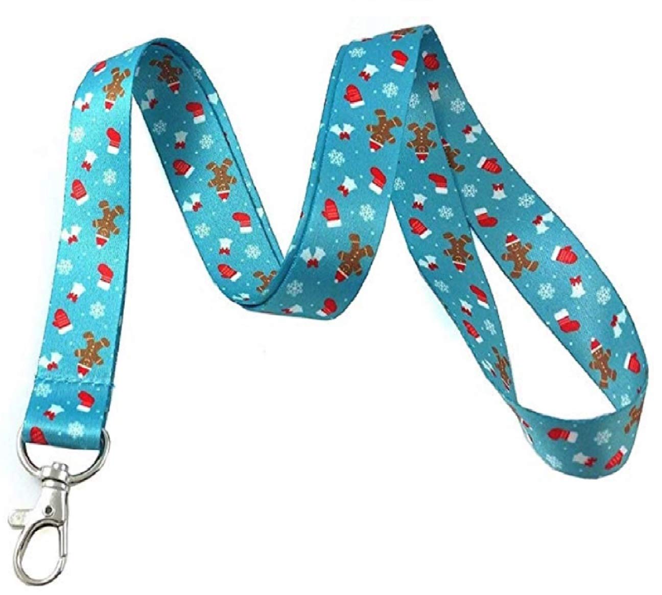 Festive Gingerbread Man & Christmas Stocking Print Lanyard Keychain - ID Badge Holder for Holiday Office, School, and Party Events - Perfect for Christmas Gifts, Work Security, and Event Staff Identification