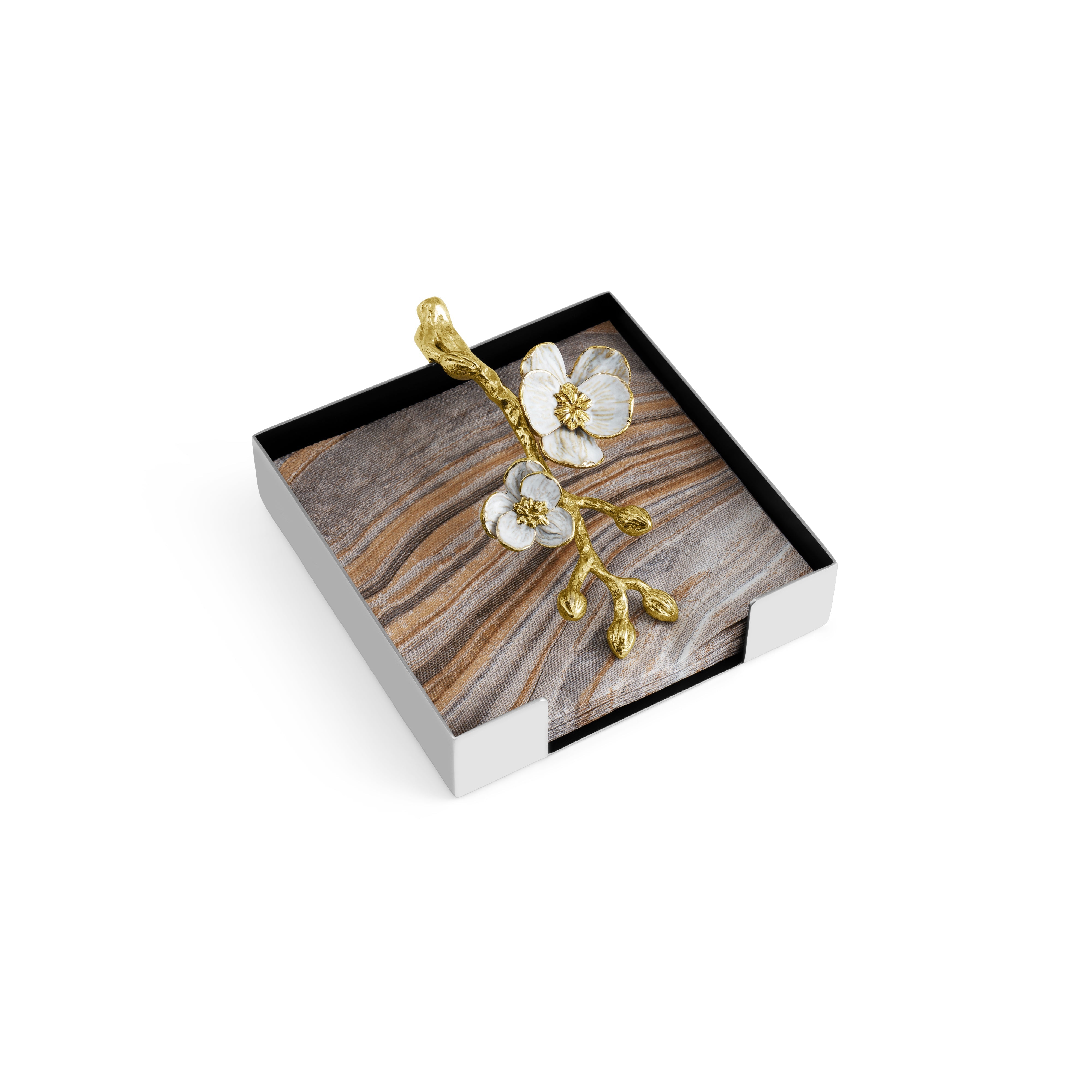 Elegant Orchid Cocktail Napkin Holder - Floral Design Tableware Organizer for Parties, Weddings & Home Decor