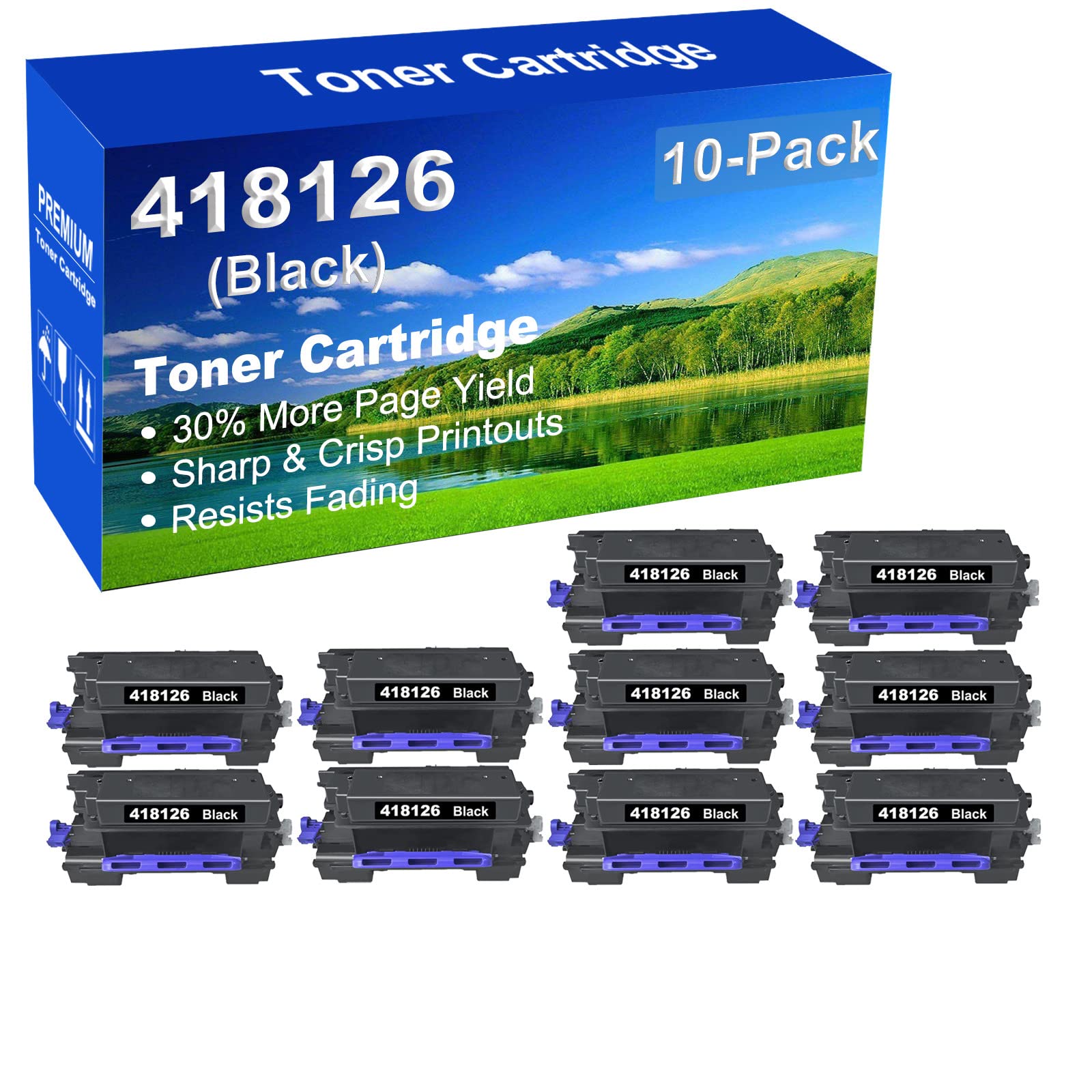 10-Pack High Yield Compatible IM 430/IM 430F/IM 430SF/P 502 Printer Cartridge Replacement for Ricoh 418126 Black Toner - Perfect for Office Printing, Bulk Document Copying & High-Volume Business Use