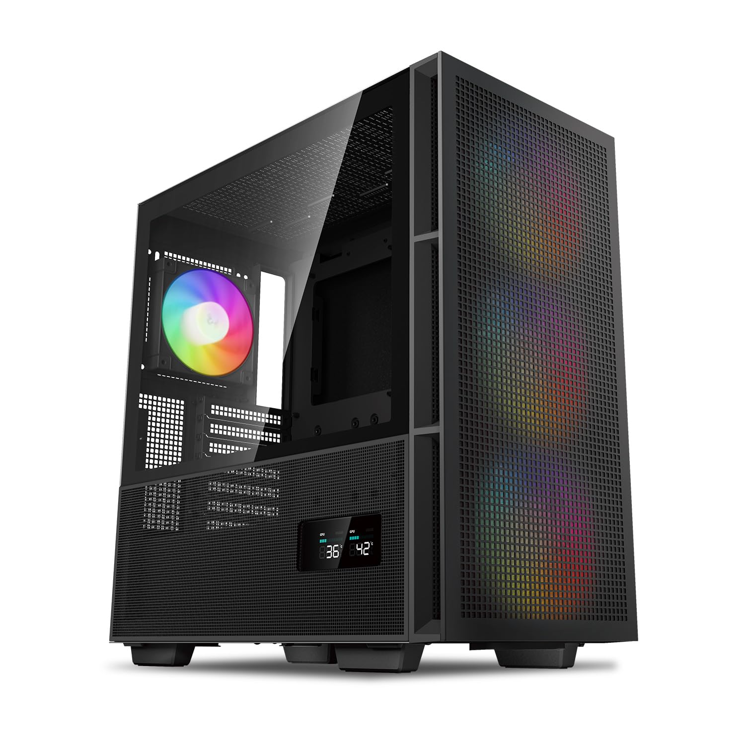 DeepCool CH560 Digital ATX Mid Tower PC Case - Dual Status Display, 4x 140mm PWM ARGB Fans, High Airflow Mesh/Glass Design, Supports 360mm Radiator, USB 3.0 Type-C - Perfect for Gaming Rigs & High-Performance Builds