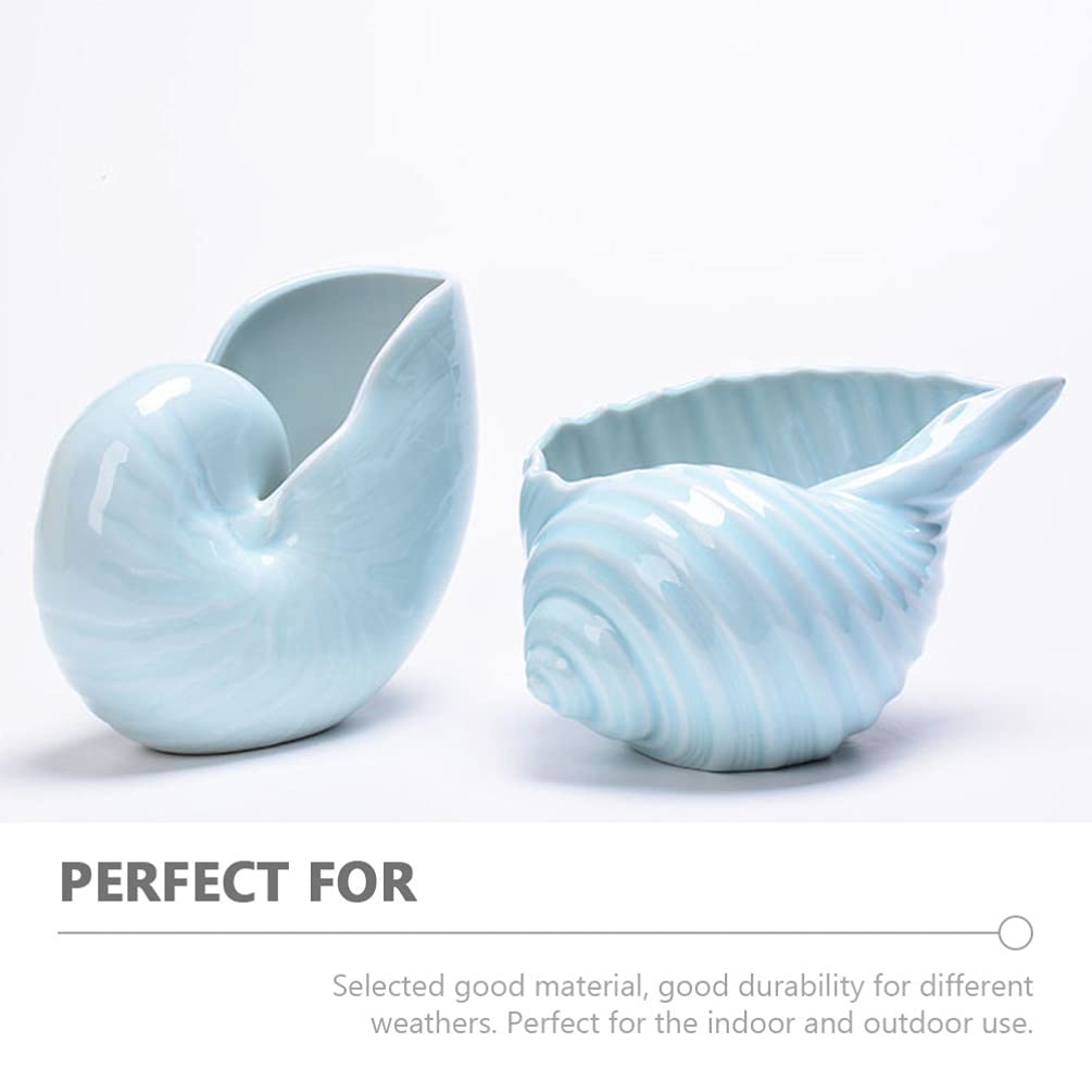 FOMIYES 1pc Ceramic Conch Shell Planter - Mini Bonsai Flower Pot for Indoor Plants, Succulents, Office Desk Decor, Lotus & Small Plants - Unique Shell Shape Decorative Planter for Home, Garden & Office Use