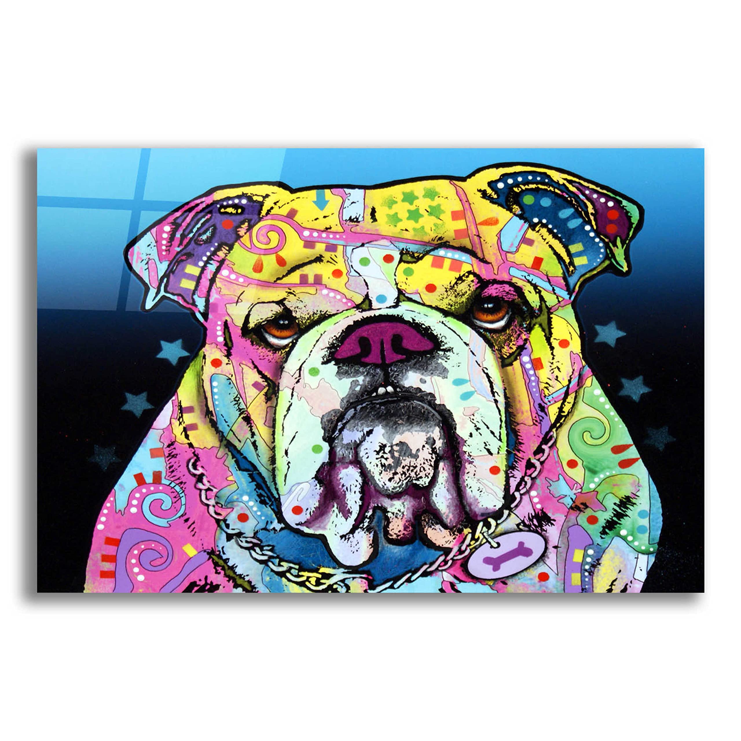 Epic Art 'The Bulldog' by Dean Russo - Premium Acrylic Glass Wall Decor 24x16 Inches - Modern Home & Office Artwork for Living Room, Bedroom or Gift