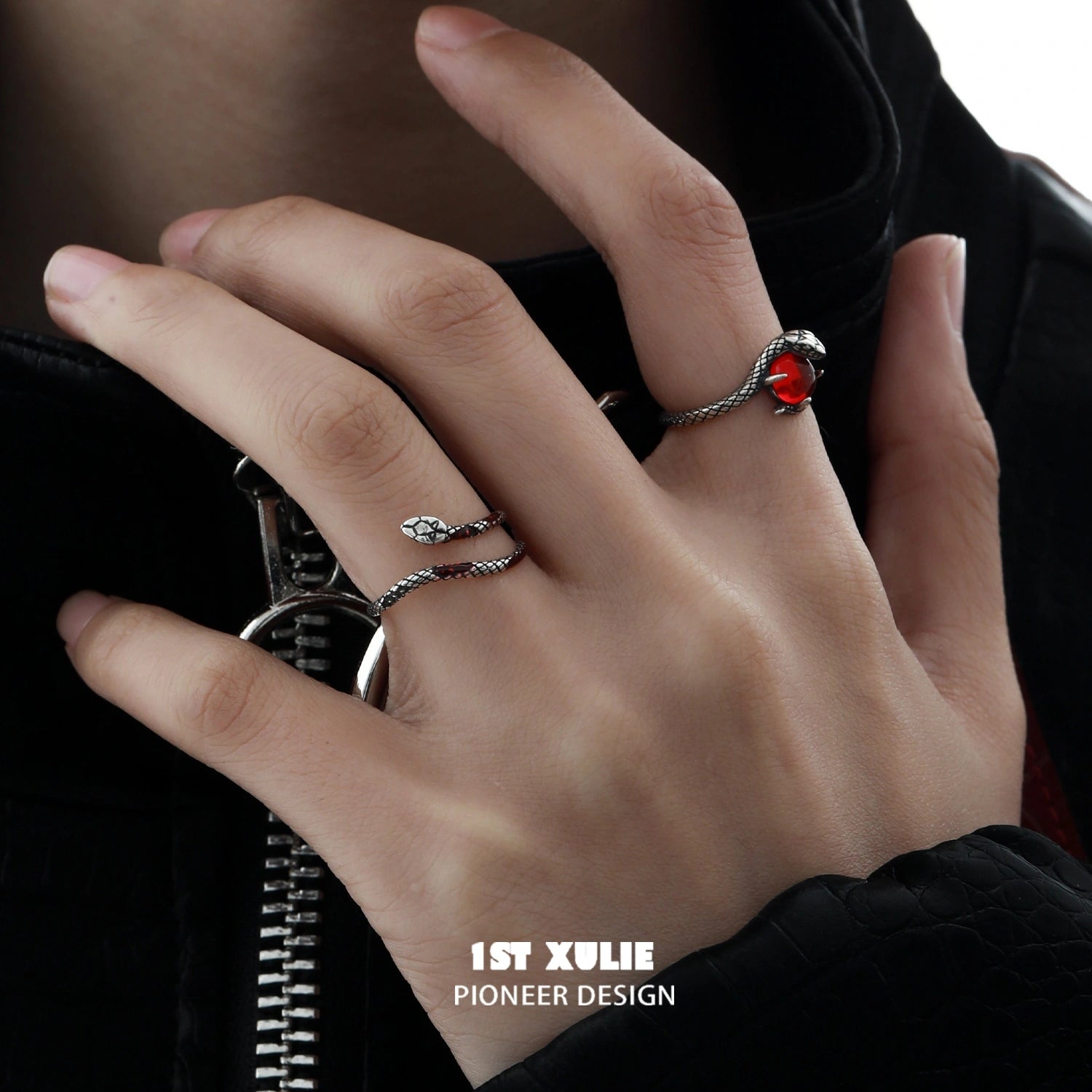 S925 Sterling Silver Adjustable Snake Bite Python Rings for Women - Gothic Punk Jewelry for Parties, Concerts & Fashion Accessories