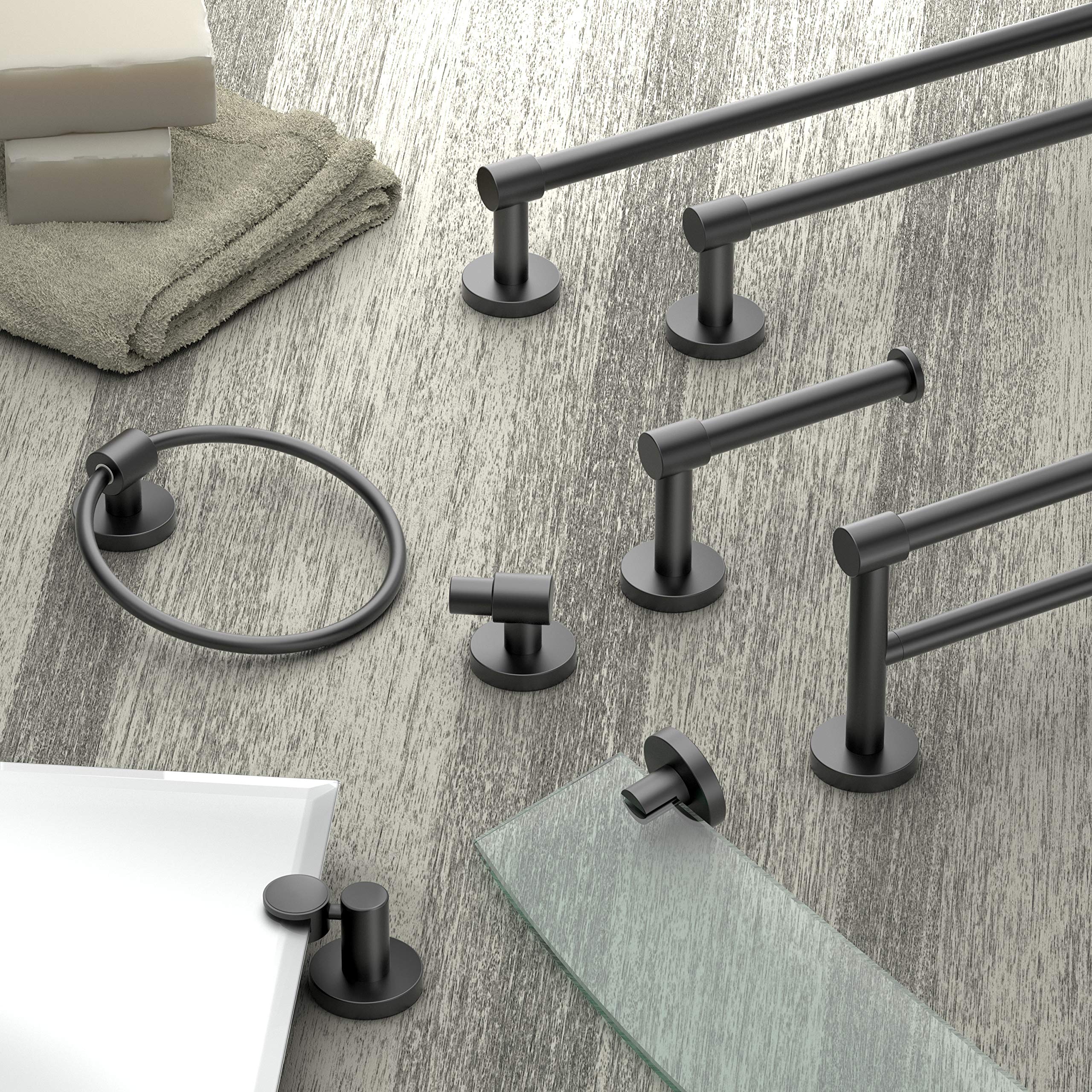 Gatco 4662MX Matte Black Hand and Face Towel Ring - 6.63