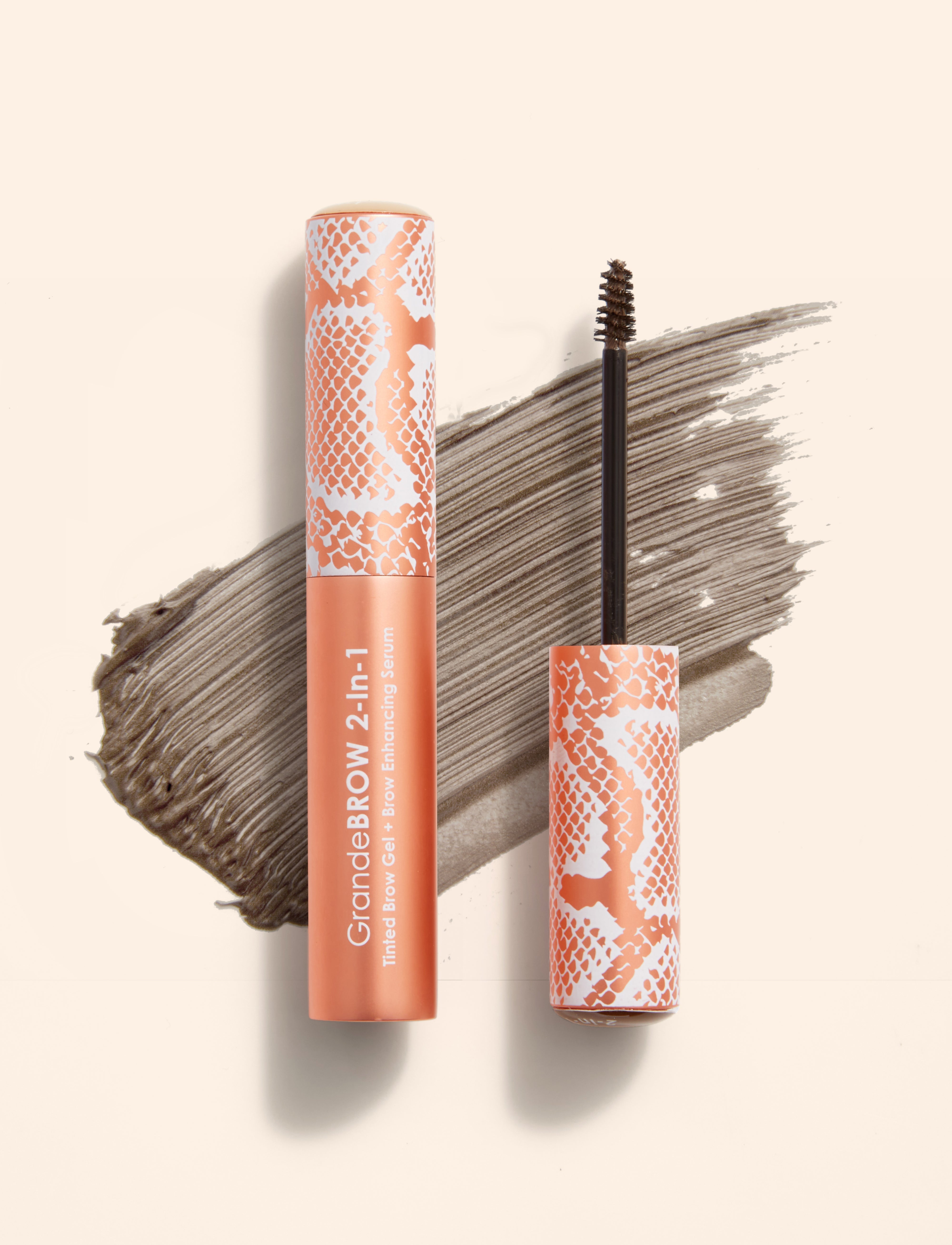 Dark GrandeBROW 2-in-1 Eyebrow Growth Serum & Volumizing Gel - Travel Size for Perfect Brows On The Go | Home & Professional Use