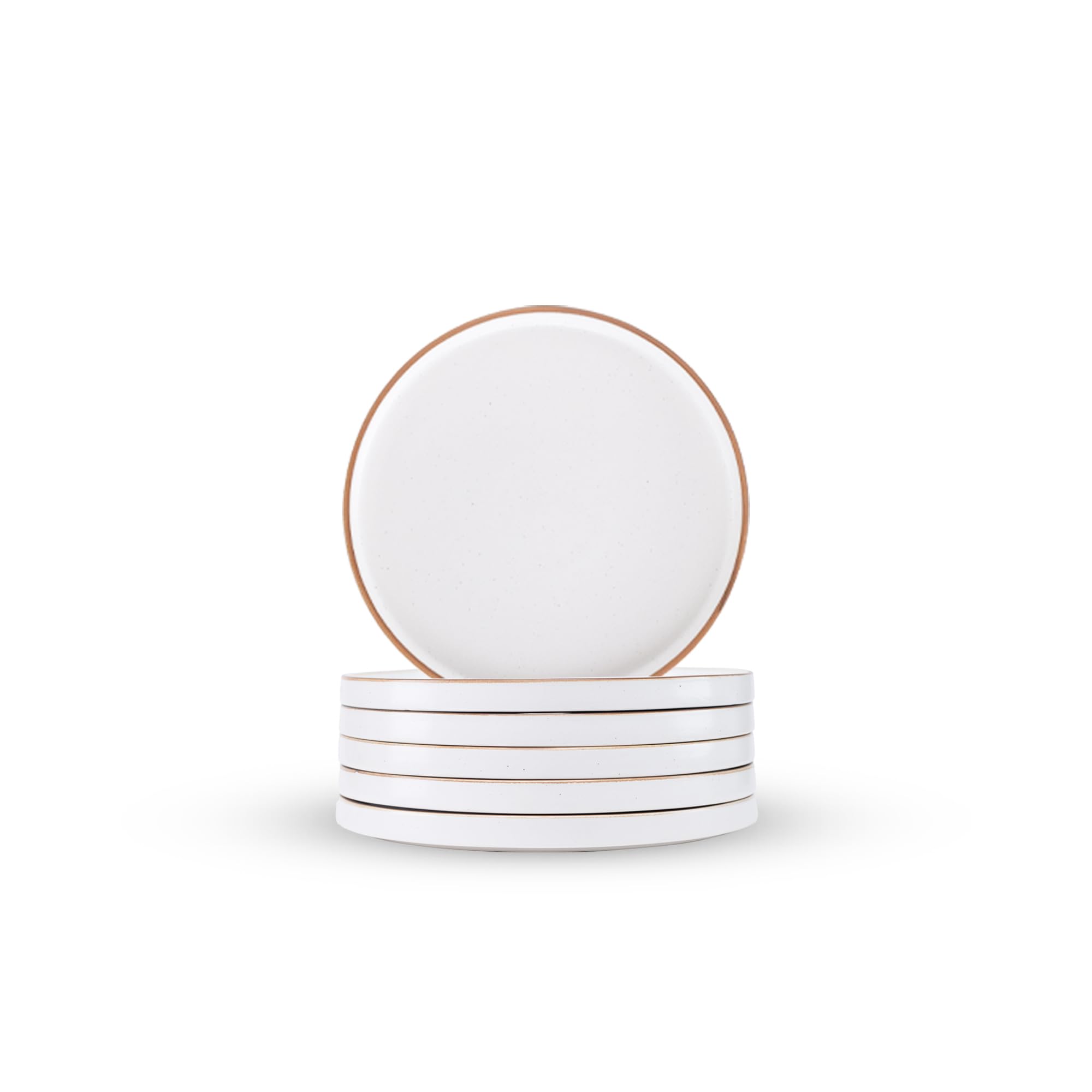 Shay 6-Piece White Matte Stoneware Quarter Plates Set - Premium Snack & Dessert Plates for Home, Kitchen, Dining | Japandi Style | Perfect for Appetizers, Small Meals, and Entertaining