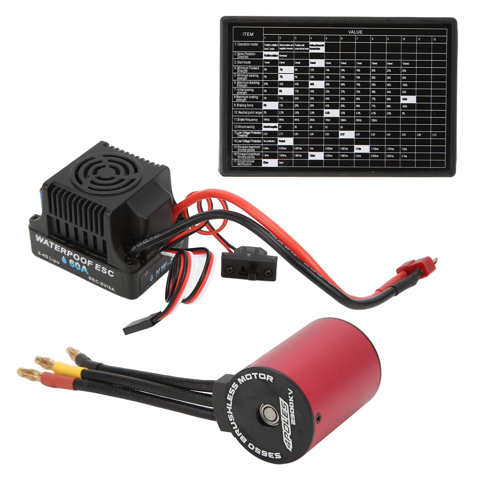 Yangsense 2300KV Brushless RC Motor & ESC Combo with Overheat Protection - Waterproof, Durable for 1/10 Scale Remote Control Cars - Perfect for Off-Road Racing, Crawling & RC Hobby Upgrades