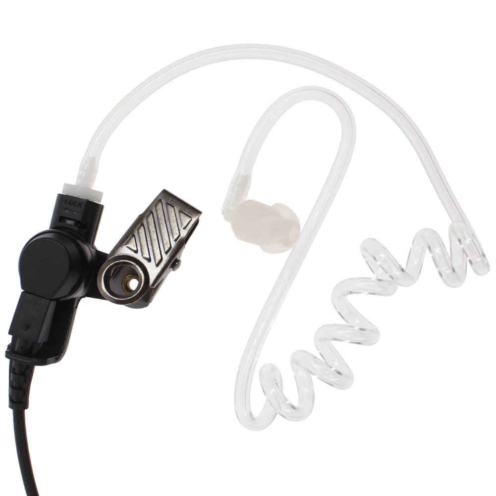 Professional Covert Acoustic Tube Earpiece with Dual PTT - FBI Style Headset Mic for Kenwood Nexedge, Hytera, Puxing & Wouxun 2-Pin Radios - Ideal for Security, Surveillance & Law Enforcement Operations