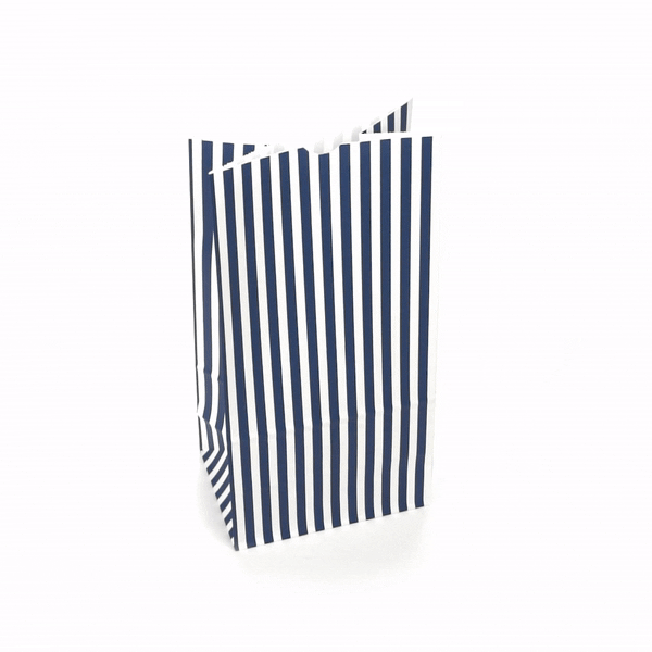 Premium Blue and White Striped Paper Bags - 8 lb Capacity, 6 x 4 x 11.75 Inches (100 Count) - Perfect for Retail Packaging, Gift Bags & Party Favors