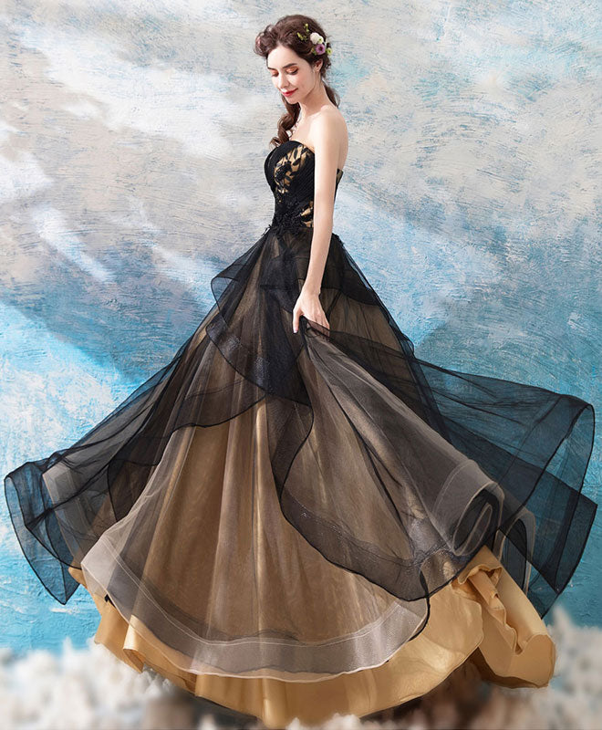 Elegant Black Sweetheart Neckline Tulle Long Prom Dress - Formal Evening Gown for Homecoming, Ball, and Special Occasions