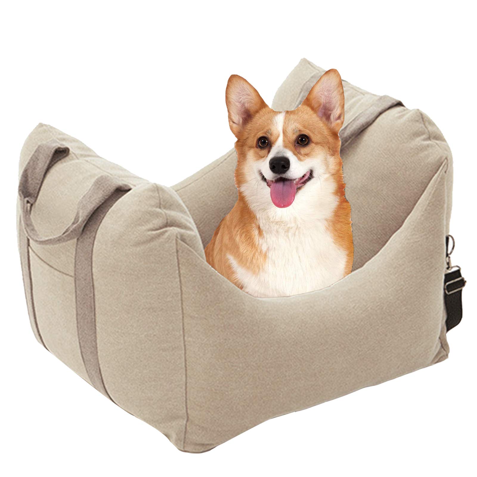 2 in 1 Dog Car Seat & Pet Carrier Bag - Portable Puppy Booster Seat with Storage Pocket, Safety Leash & Washable Cover - Dual Use for Car Travel & Home Comfort - Perfect for Road Trips, Vet Visits & Daily Commutes