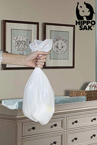 Hippo Sak Diaper Disposal Bags - 375 Count, White, Scented & Leak-Proof - Perfect for Diaper Pails, Travel & Nursery Use
