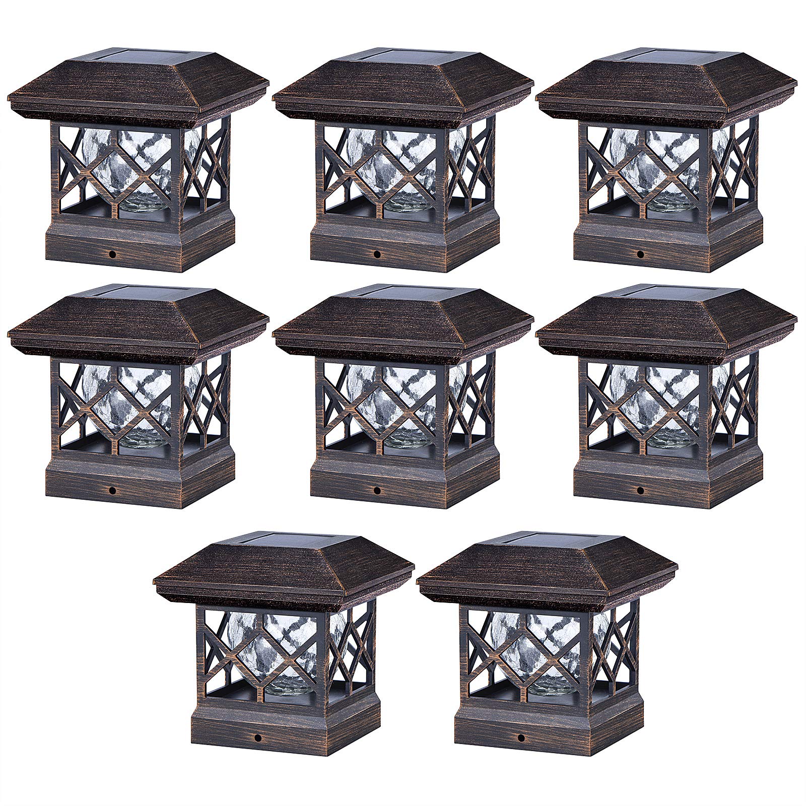 TWINSLUXES Solar Post Cap Lights Outdoor - Waterproof LED Fence Post Solar Lights for 3.5x3.5/4x4/5x5 Wood/Vinyl Posts - Perfect for Patio, Deck, Garden, Pathway, and Driveway Lighting and Decoration