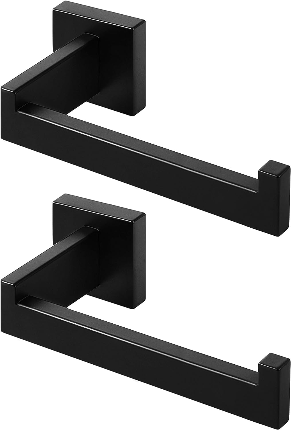 Premium 304 Stainless Steel Matte Black Square Toilet Paper Holder - Rustproof Wall-Mounted Bathroom Toilet Roll Holder (2 Pack) - Perfect for Modern Homes, Apartments & Luxury Hotels