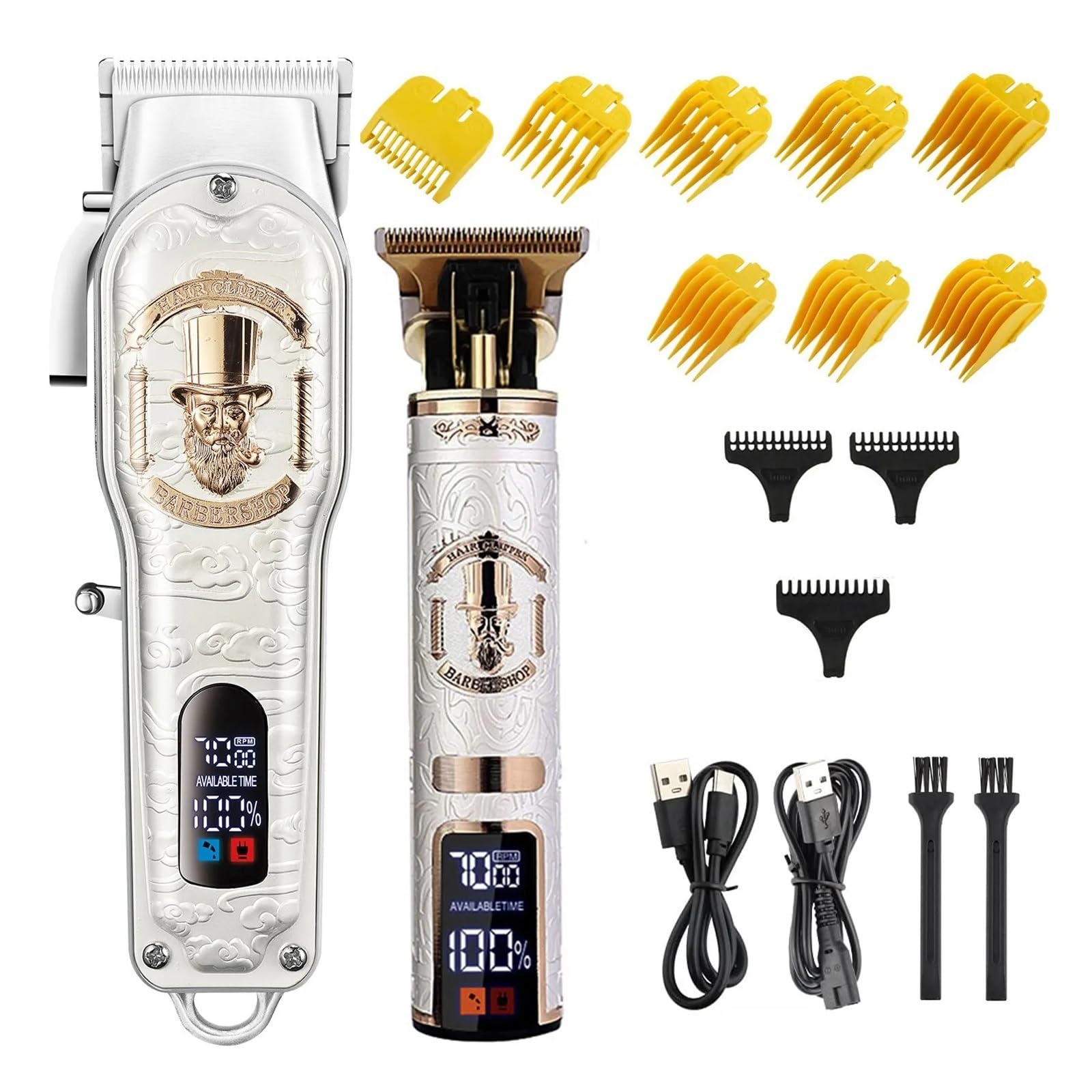 Professional Cordless Electric Hair Clipper for Men - LCD Display Rechargeable USB Trimmer with 0mm Precision - Perfect for Home Barbering, Beard Grooming & DIY Haircuts (3 Blades Included)