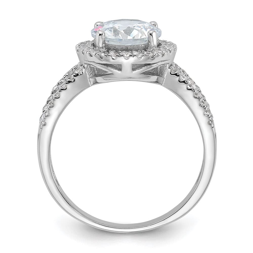 925 Sterling Silver Halo 8mm Cubic Zirconia Ring for Women - Elegant Fine Jewelry Gift for Her, Perfect for Anniversaries, Engagements & Special Occasions