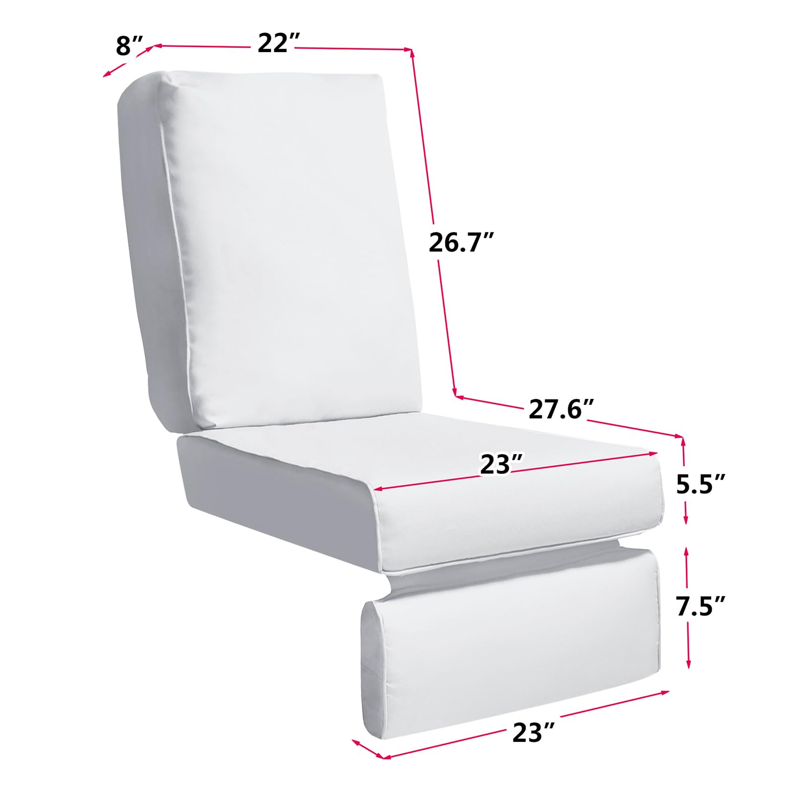 **Indoor Outdoor Recliner Replacement Cushion - Washable Patio Furniture Chair & Sofa Cushion with UV & Fade Protection, Water-Resistant, Deep Seat Design (Ivory) - Perfect for Backyard, Poolside, and Patio Relaxation**