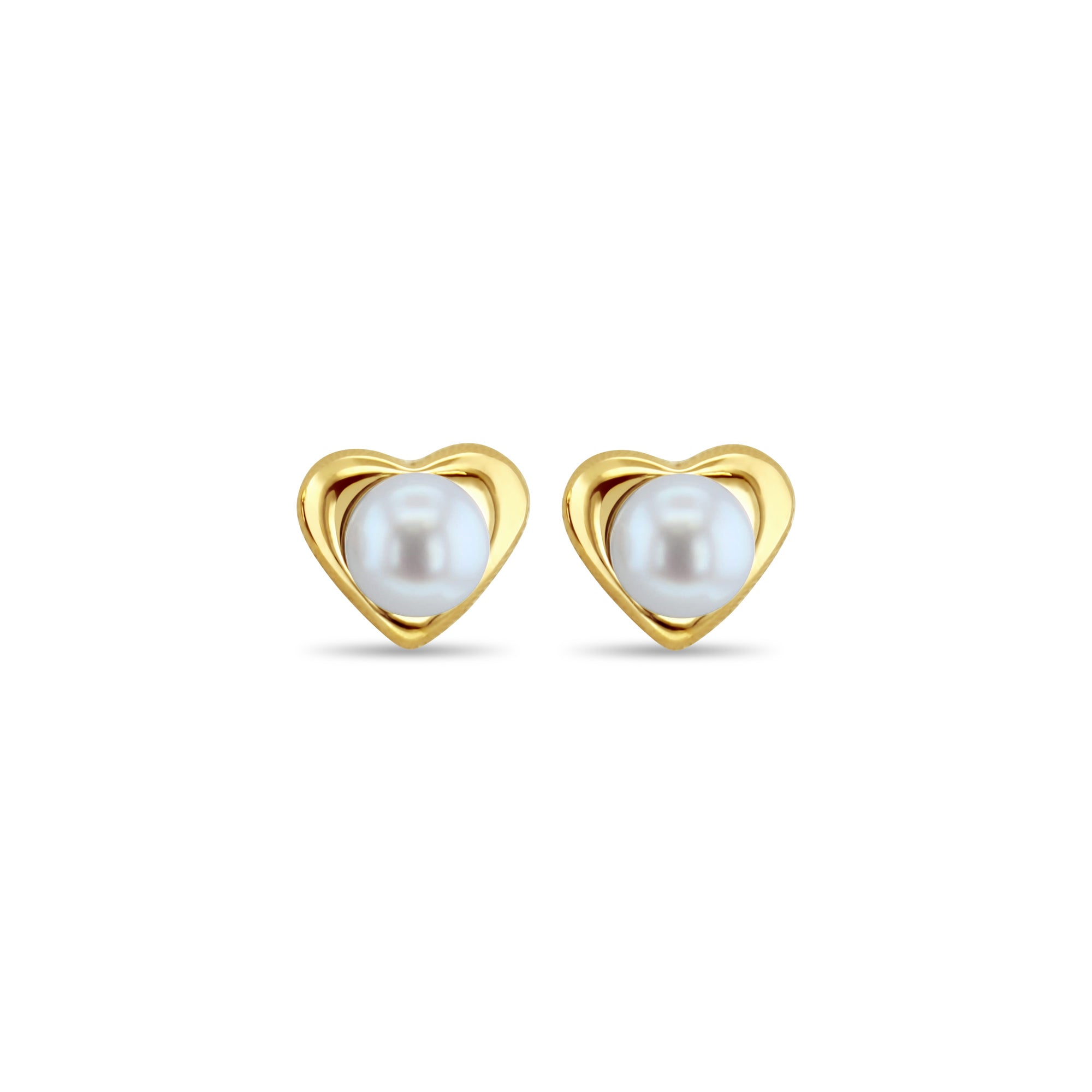 Elegant Heart Shaped Pearl Stud Earrings for Women - 14K Gold Plated Freshwater Pearl Jewelry - Perfect for Valentine's Day, Anniversary & Romantic Date Night Gifts