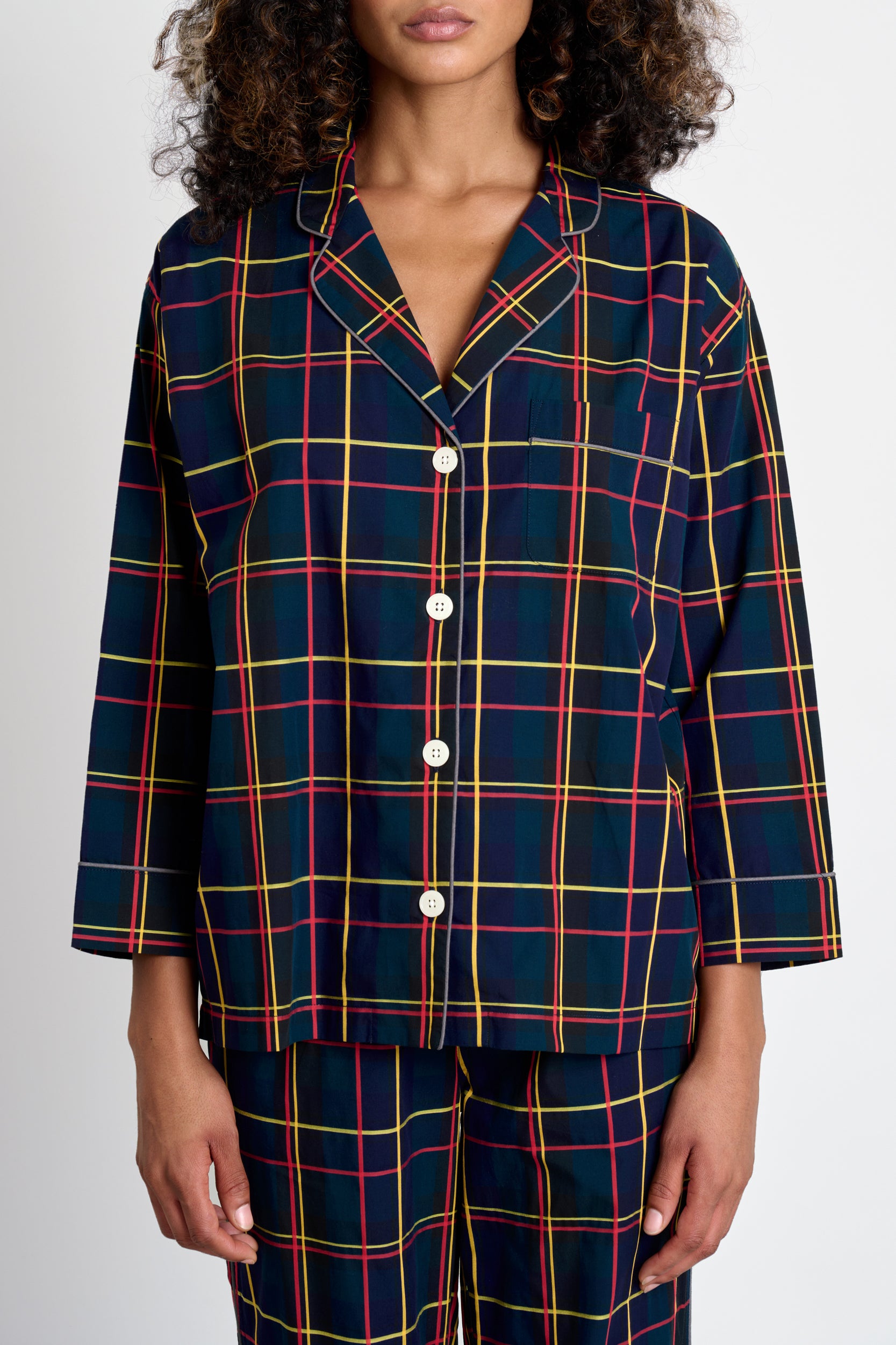 Cozy Marina Pajama Set - Soft Sateen Holiday Plaid Sleepwear for Women | Perfect for Christmas, Winter Nights & Relaxing at Home