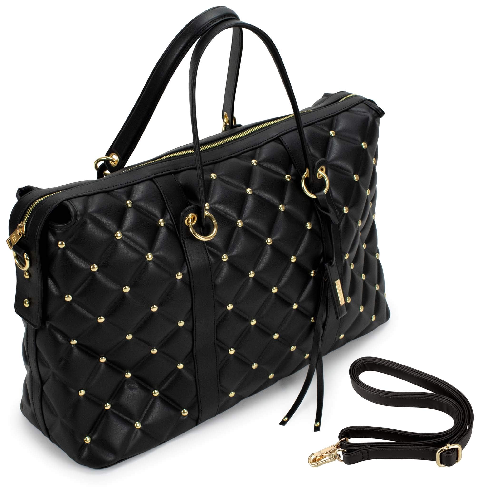 Badgley Mischka Quilted Weekender Travel Tote Bag - Lightweight Packable Carry-On for Women | Perfect for Weekend Getaways, Business Trips & Airplane Travel