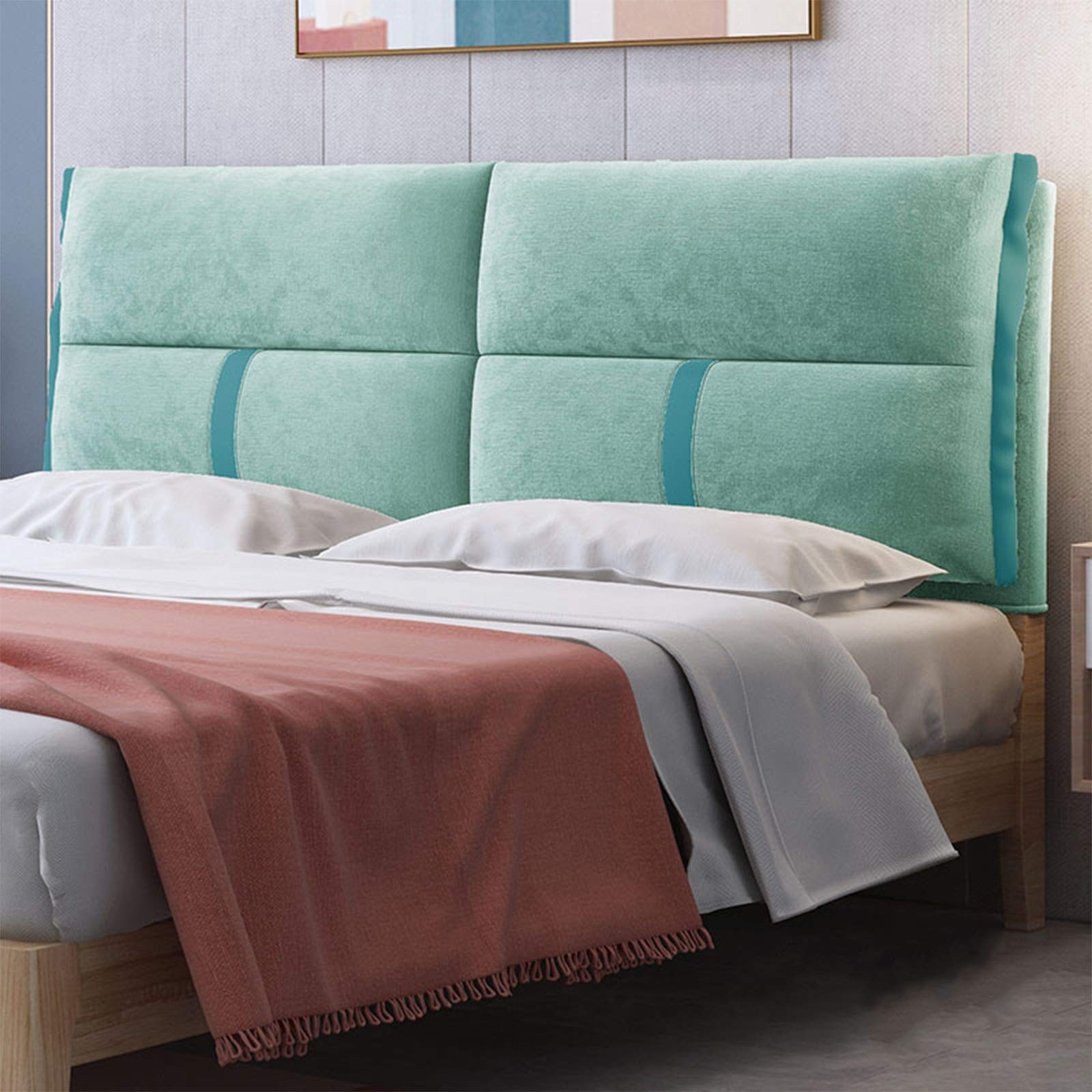 Queen Bed Frame with Headboard & Velvet Backrest Pillow - Ergonomic Support for Iron Frame Beds and Tatami - Perfect for Bedroom Comfort and Back Pain Relief
