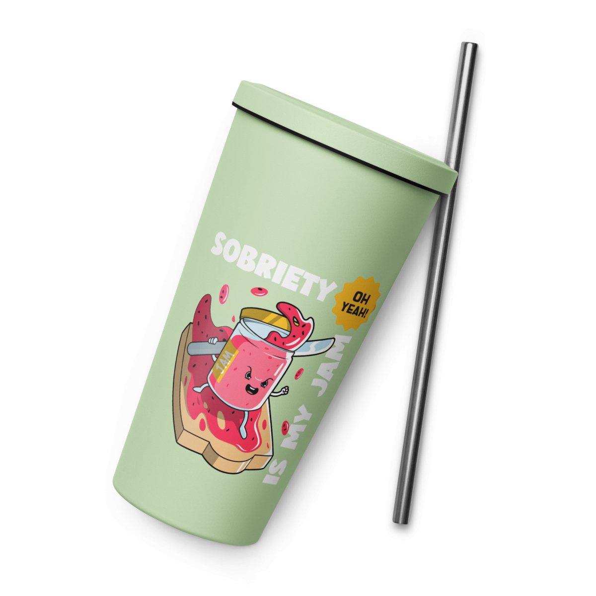Jammin' to Sobriety Tumbler - 20oz Insulated Stainless Steel Cup with Lid & Straw - Perfect for Coffee, Tea & Cold Drinks at Home, Office or Gym