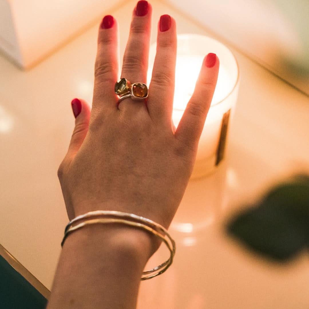 14K Gold Citrine Cocktail Ring for Women - Elegant Statement Jewelry for Evening Parties & Special Occasions
