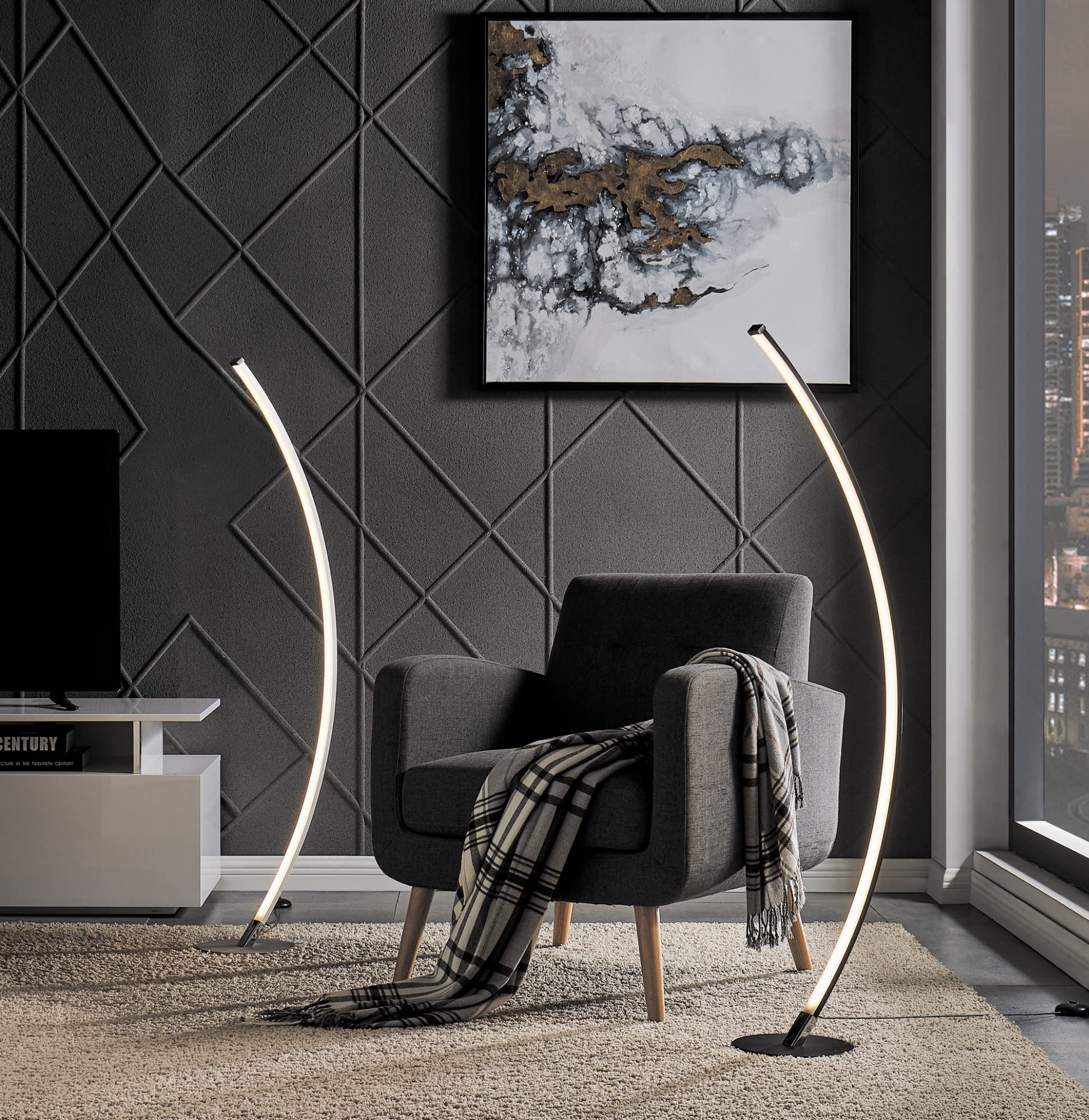 Lite Source LED Floor Lamp - 30W Black Modern Standing Light for Living Room, Bedroom & Office (Model LS-83560BLK) | Energy Efficient Lighting Solution for Home Decor & Workspaces