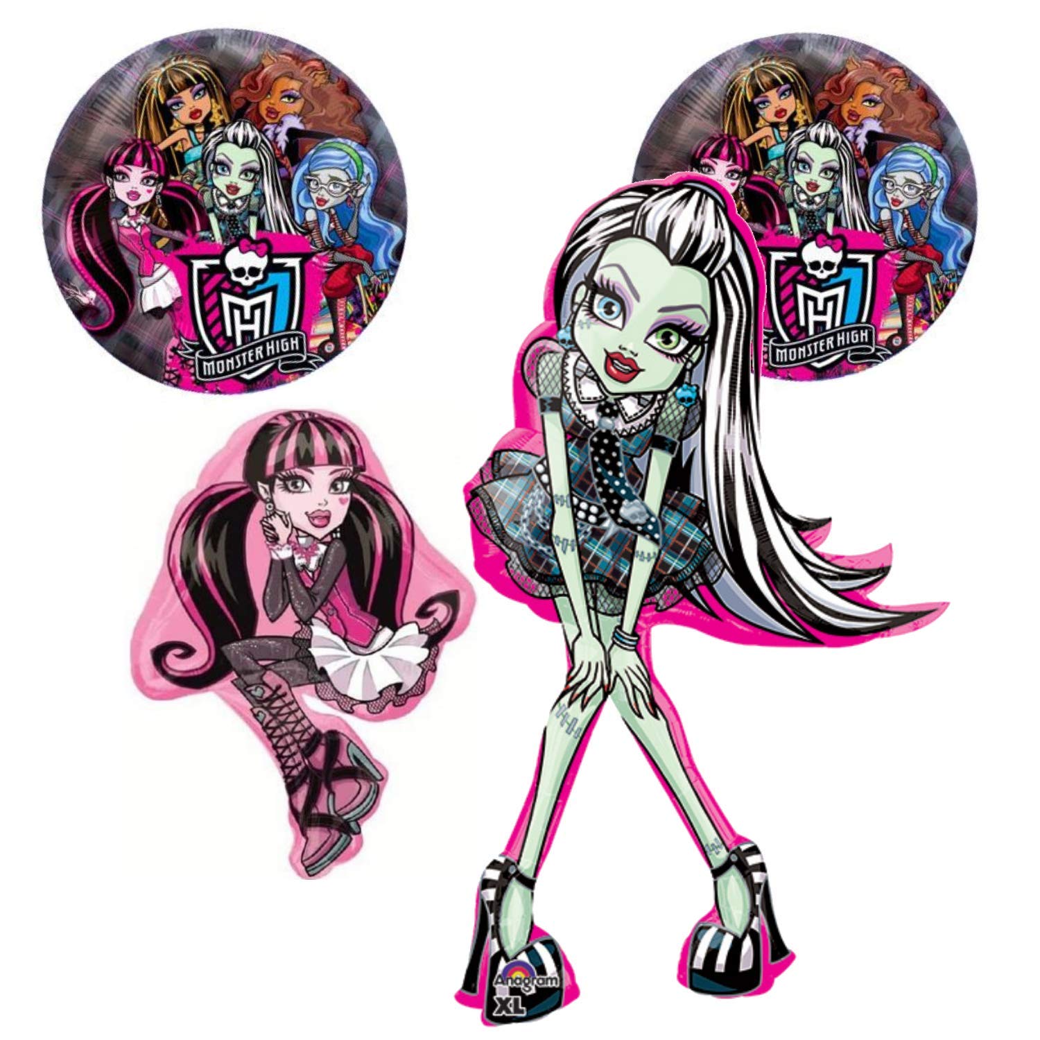 Monster High Party Balloon Decorations - 4 Pack Birthday Balloons for Frankie Stein & Draculaura Theme, Perfect for Birthday Bouquets, Centerpieces & Photo Booth Backdrops | Great for Kids' Birthday Parties, Halloween Decor & Themed Celebrations