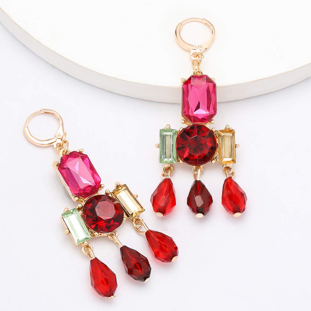 180pcs Red Sew on Rhinestones Kit - Mixed Shapes Glass Rhinestone Gems with Prongs for DIY Crafts, Clothing, Costumes, Shoes & Dresses | Perfect for Embellishing Wedding Gowns, Prom Dresses & Cosplay Costumes