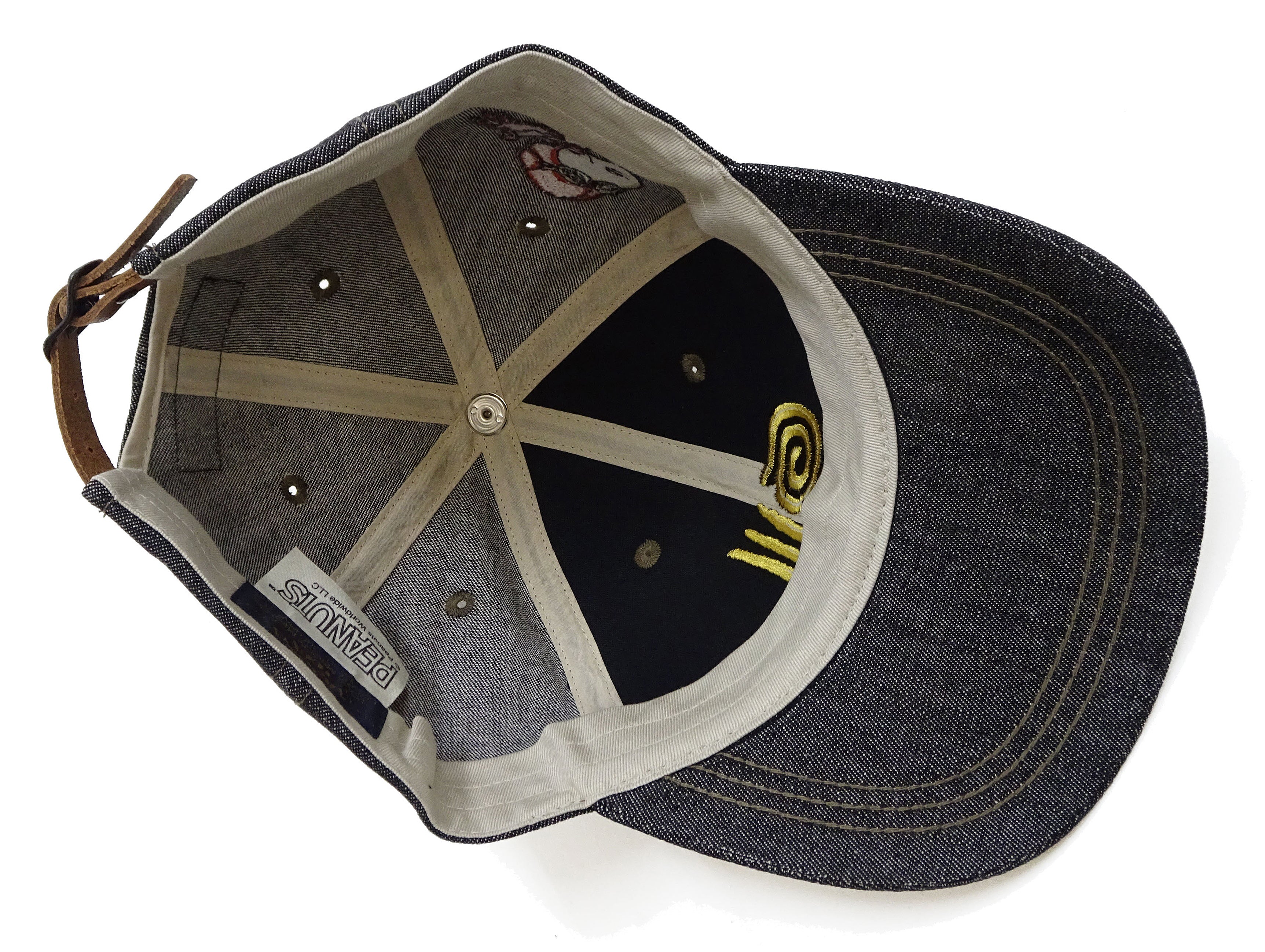 TOYS McCOY Graphic Black Denim Baseball Cap for Men - Snoopy Embroidered Cotton Ball Cap (TMA2501) | No Mesh, Casual Wear, Street Style, Gift Idea for Peanuts Fans