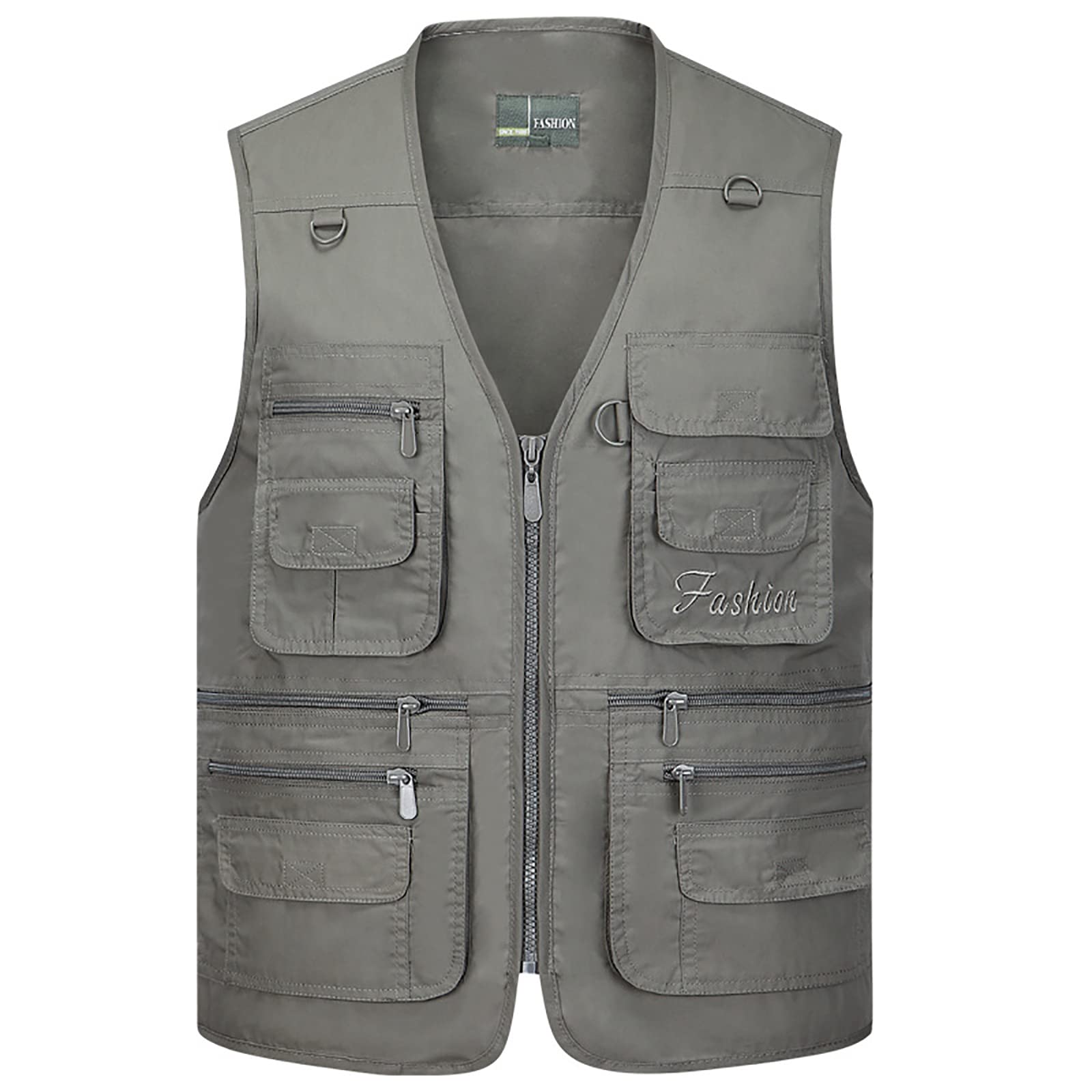 Gmjay Fly Fishing Vest for Men & Women - Multi-Pocket Cotton Waistcoat for Hiking, Camping, Hunting & Outdoor Travel - Photography Reporter Jacket (Summer, Gray, 2XL) - Perfect for Adventure Enthusiasts & Nature Photographers
