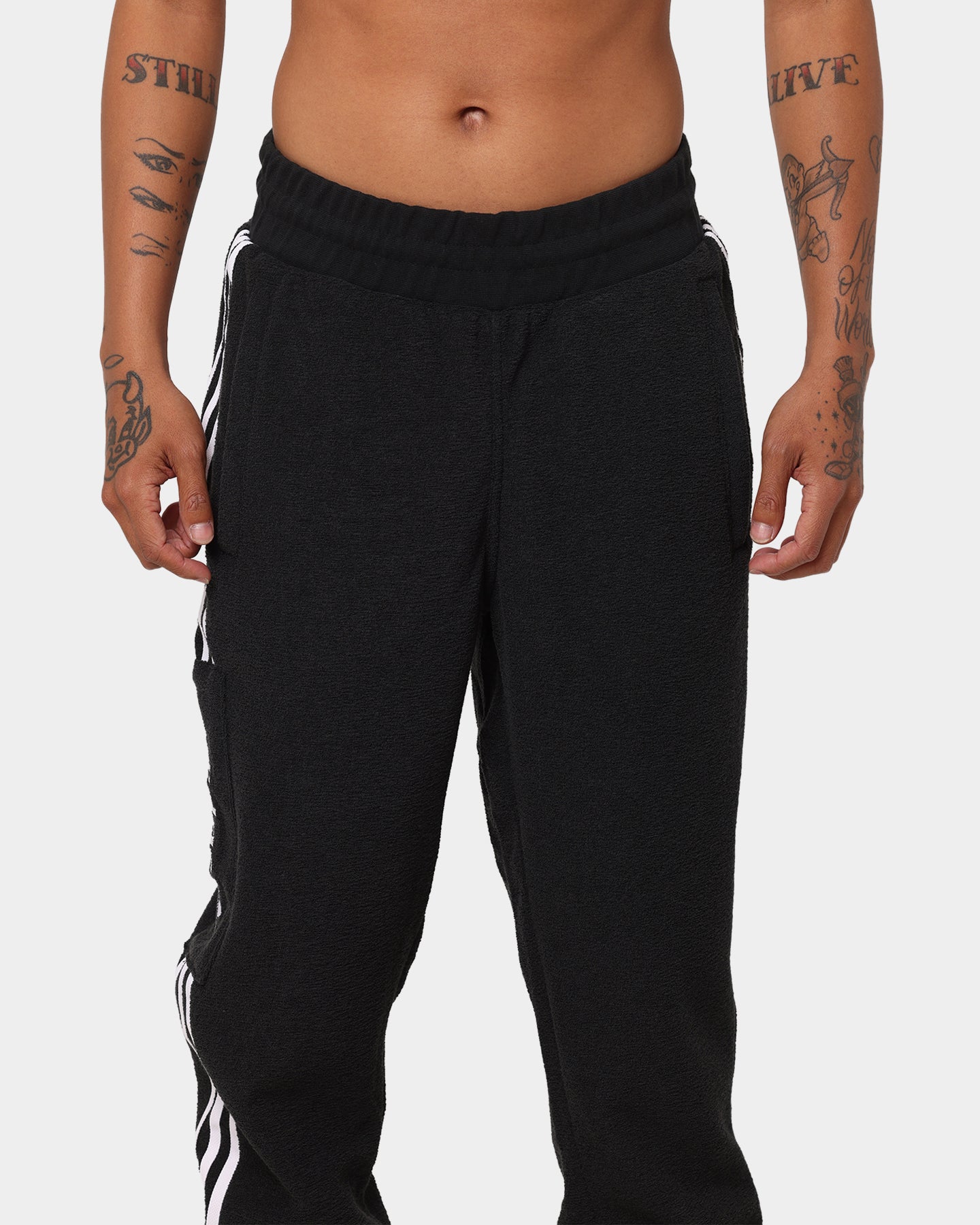 Adidas Comfort 3 Stripe Track Pants for Men & Women - Black/White Athletic Joggers for Running, Gym & Casual Wear