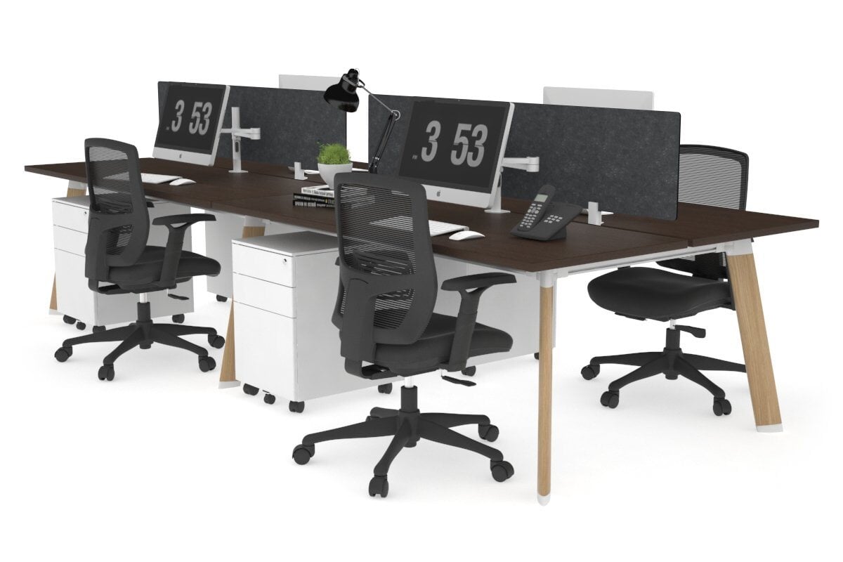 4-Person Wooden Workstation with Imprint Frame - 1400L x 700W Dimensions - Ideal for Office, Home Office & Collaborative Workspaces