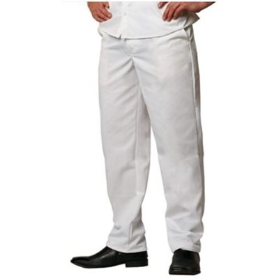 Chef Revival Professional Chef Pants - Medium Size White Cotton Kitchen Work Pants for Cooking, Baking & Restaurant Use