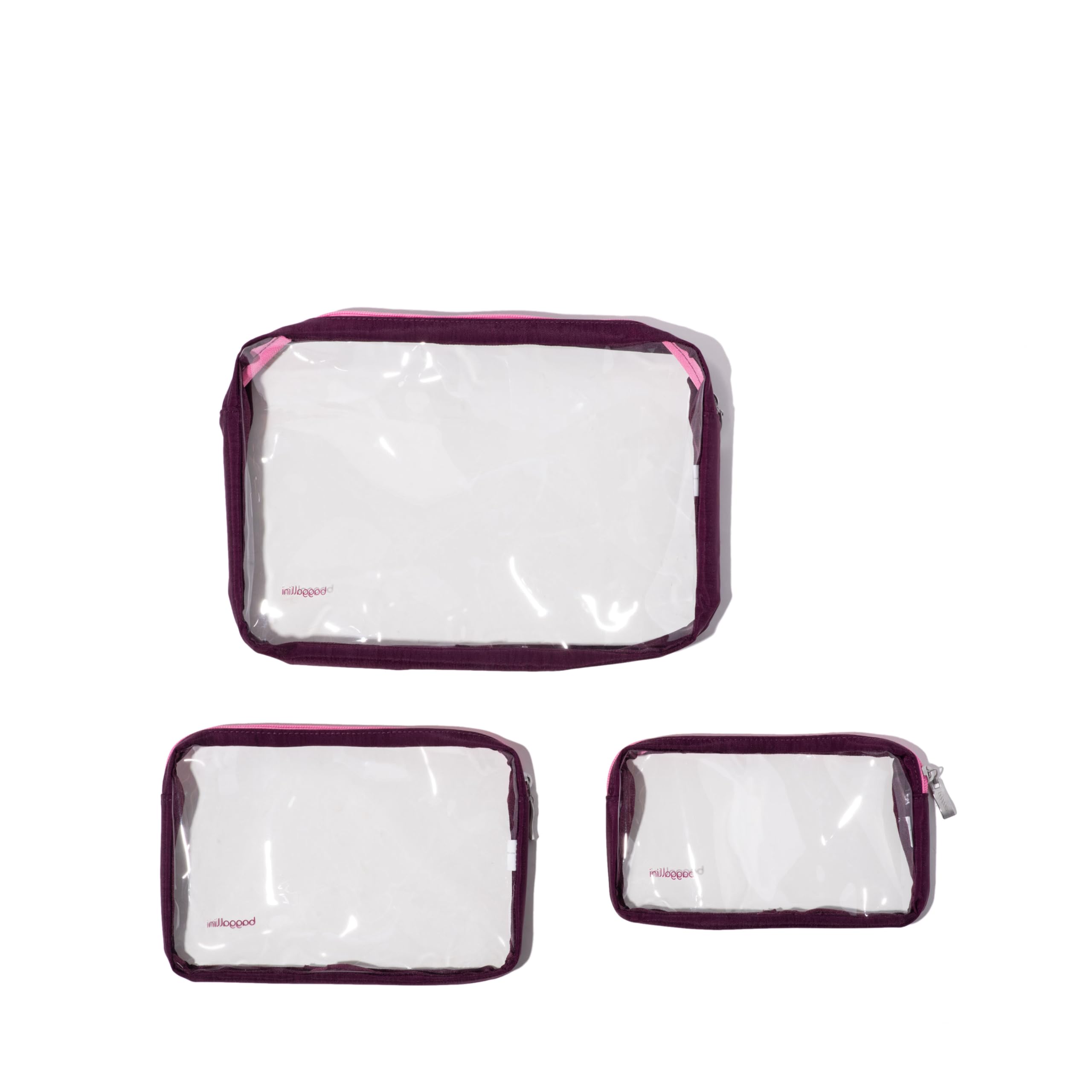 Baggallini Clear Travel Pouches Set - TSA Approved Toiletry Bags for Airplane Carry On, Waterproof Cosmetic Organizer for Makeup, Jewelry & Essentials - Perfect for Travel, Gym & Daily Use