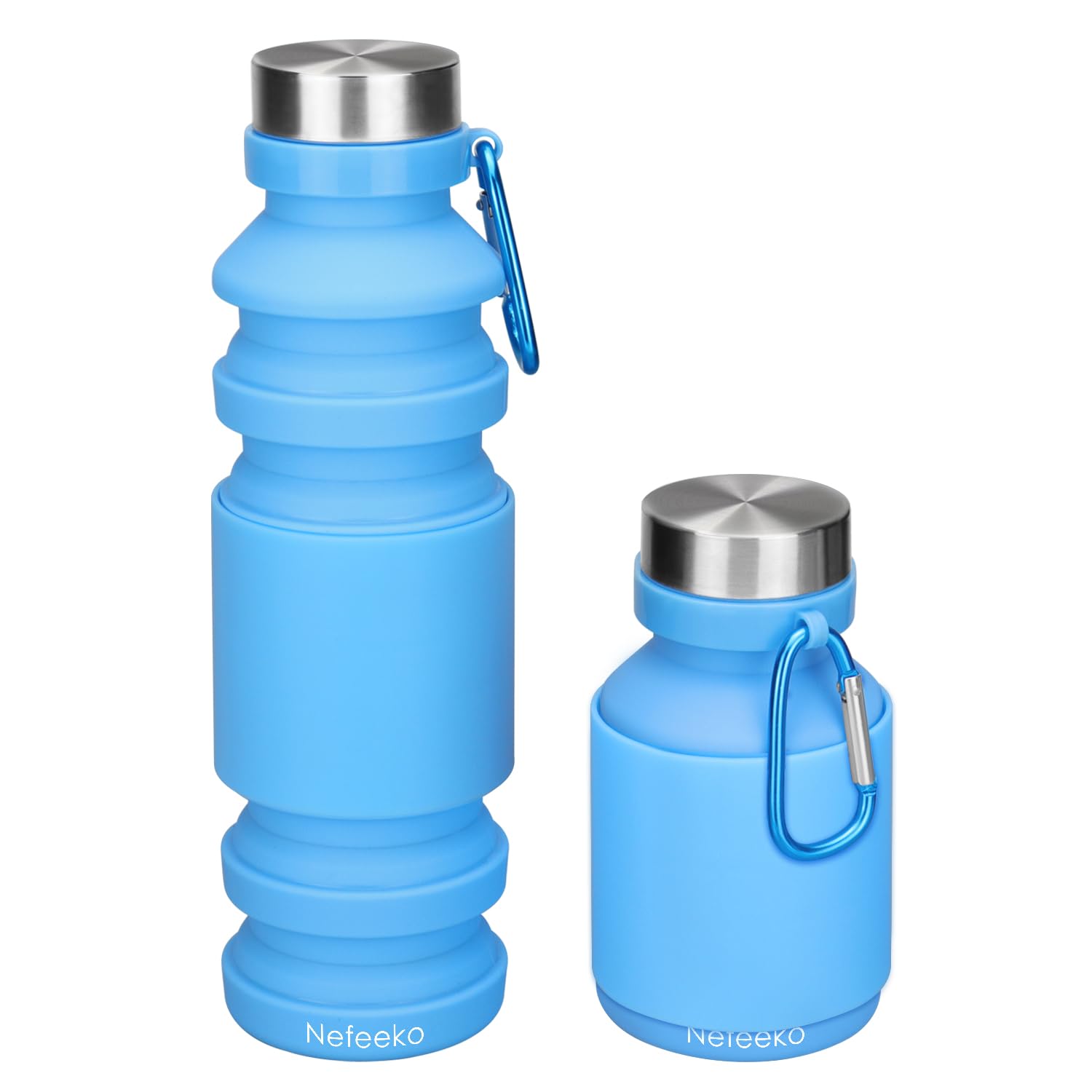 Nefeeko Collapsible Water Bottle - BPA Free, 18oz Leakproof for Travel & Gym