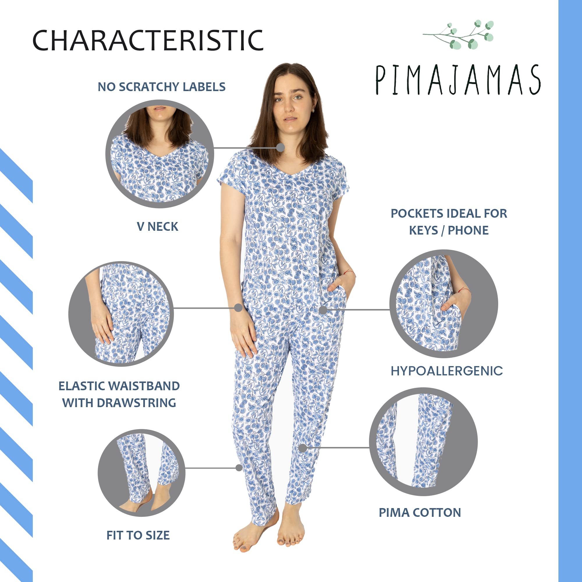 Women's Pajama Sets - 100% Peruvian Pima Cotton Ultra Soft Sleepwear & Loungewear - Valentine's Day Gift for Her - Perfect for Relaxing at Home, Spa Days & Cozy Nights